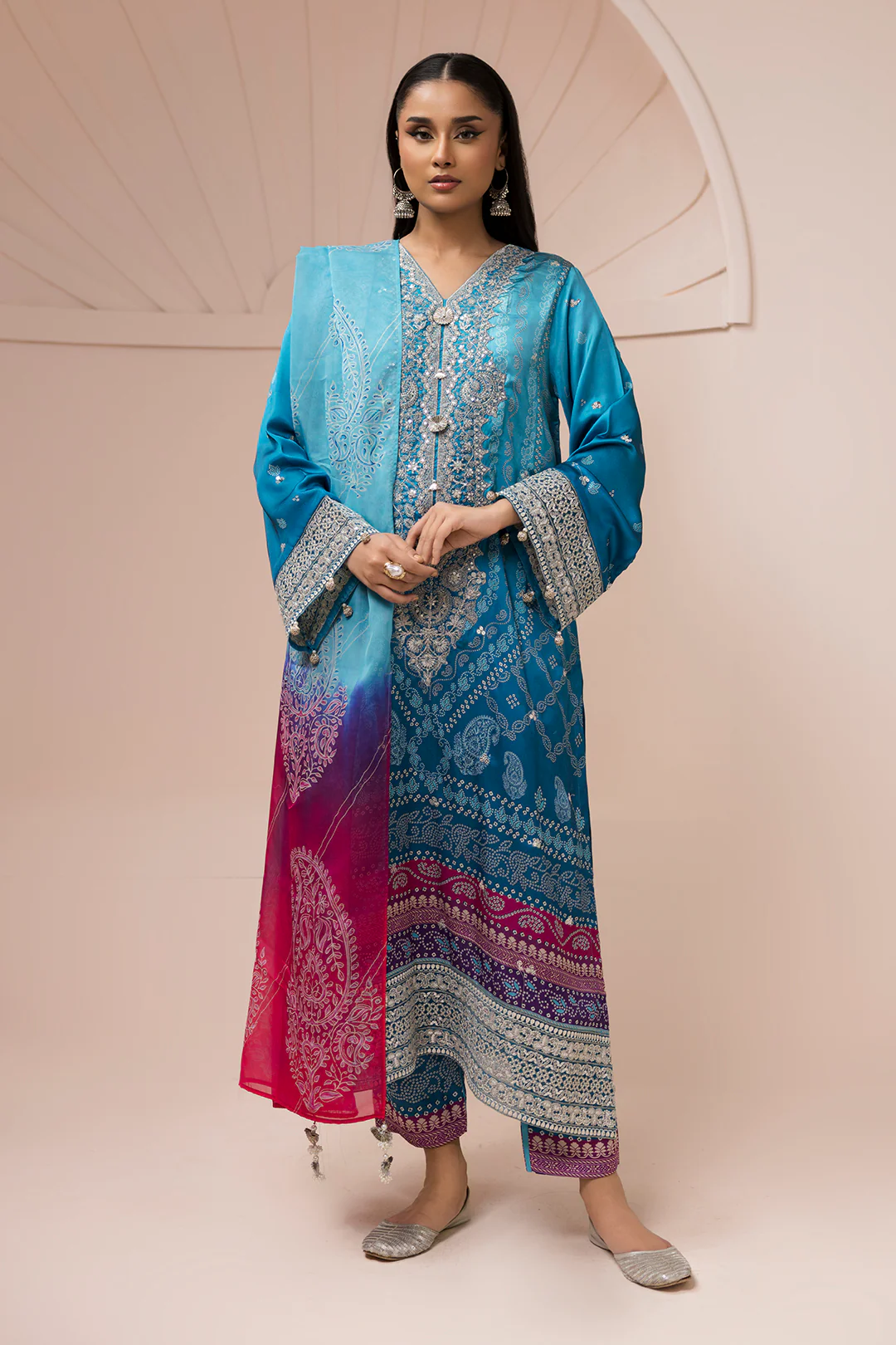 Embroidered Shirt Shalwar Dupatta - 1182 - Image 2