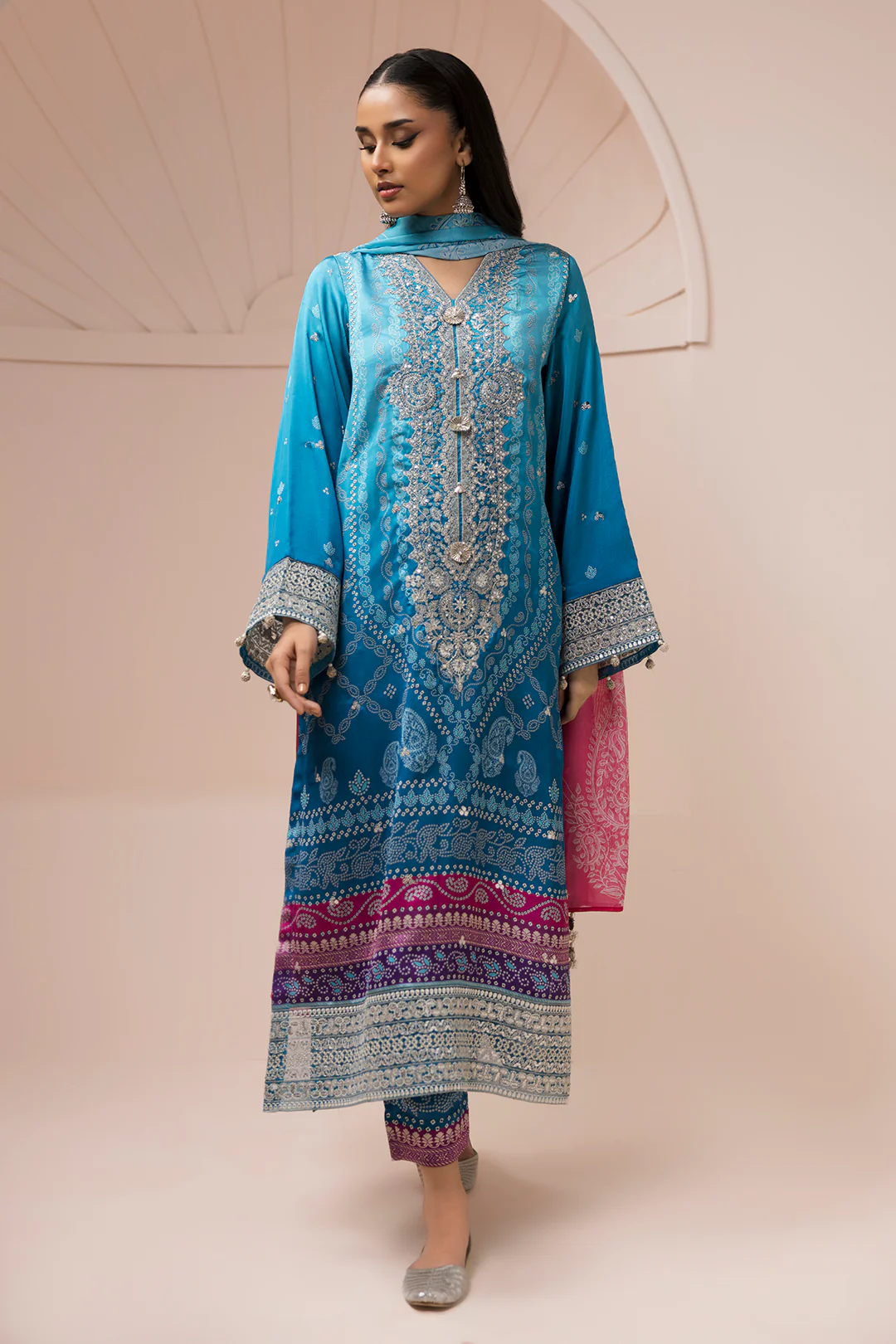 Embroidered Shirt Shalwar Dupatta - 1182 - Image 5