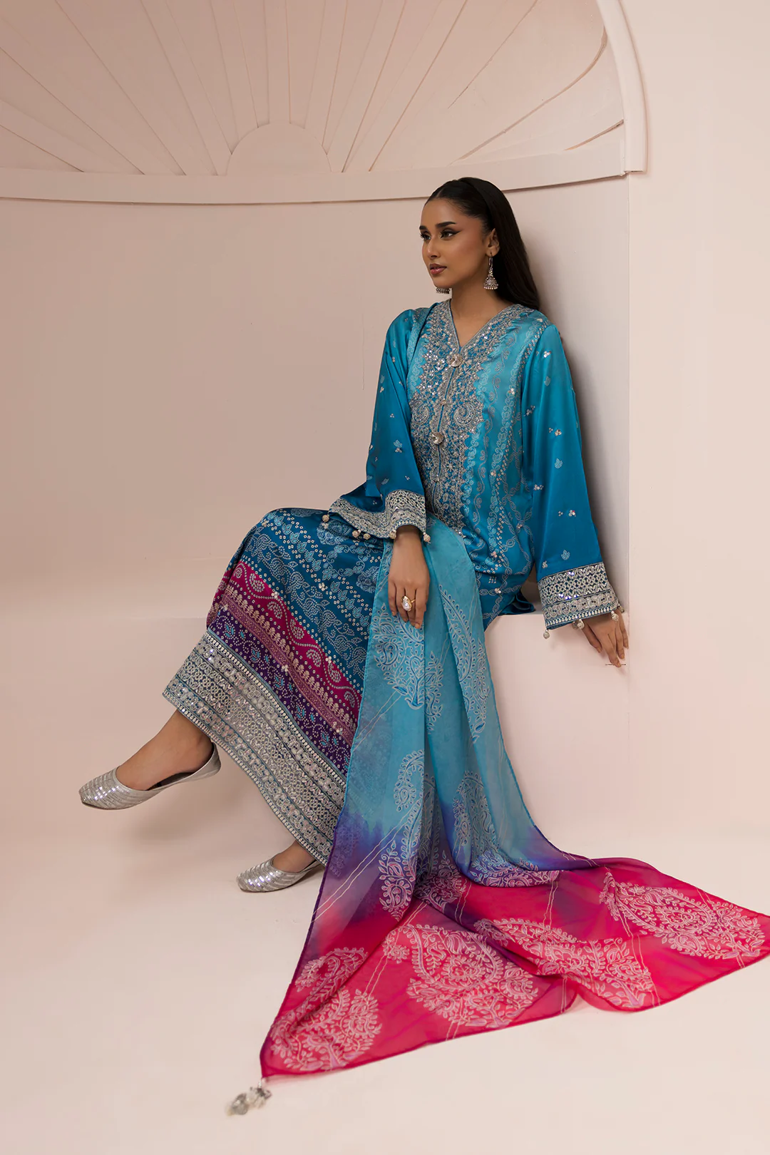 Embroidered Shirt Shalwar Dupatta - 1182 - Image 7