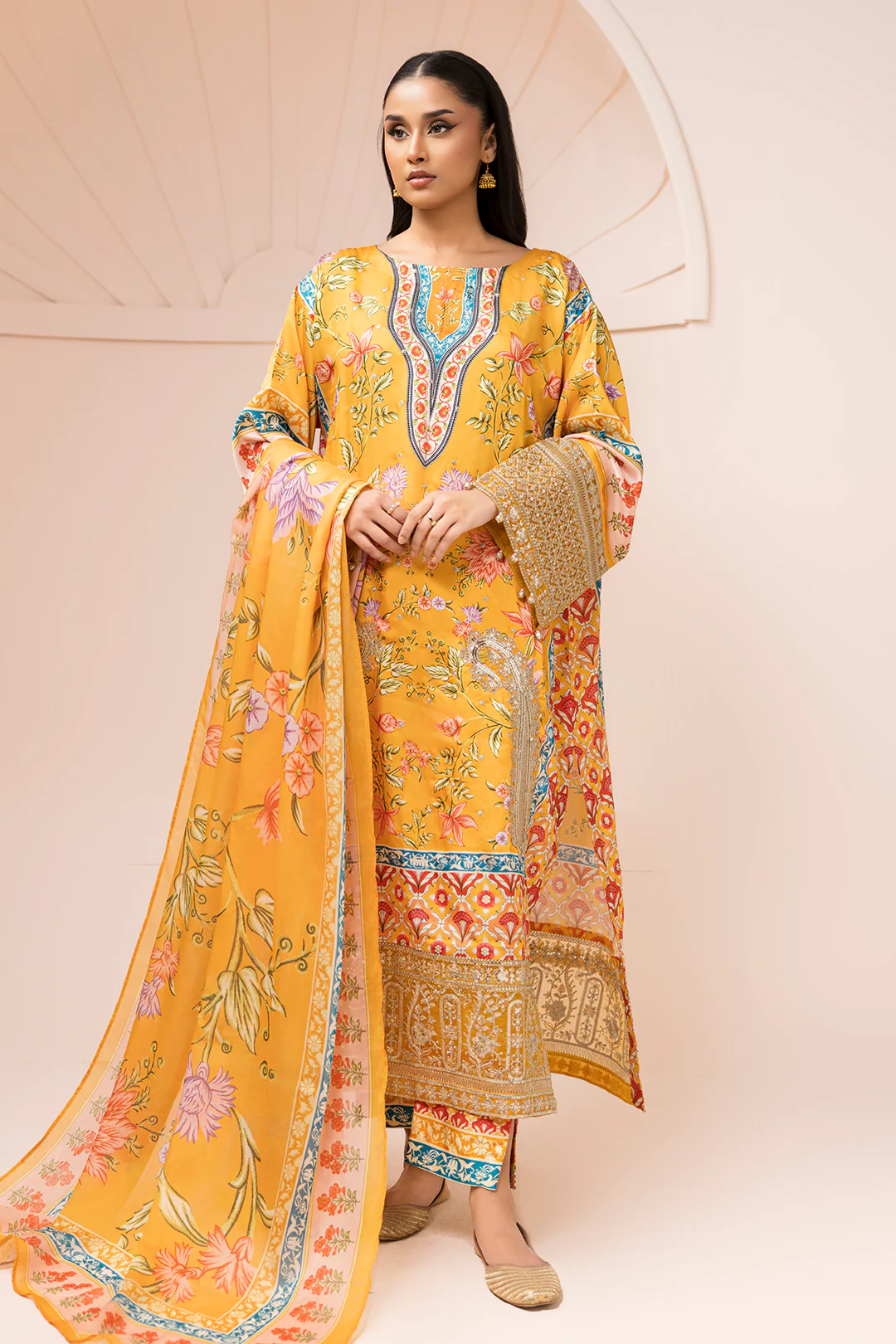 Embroidered Shirt Shalwar Dupatta - 1184 - Image 2