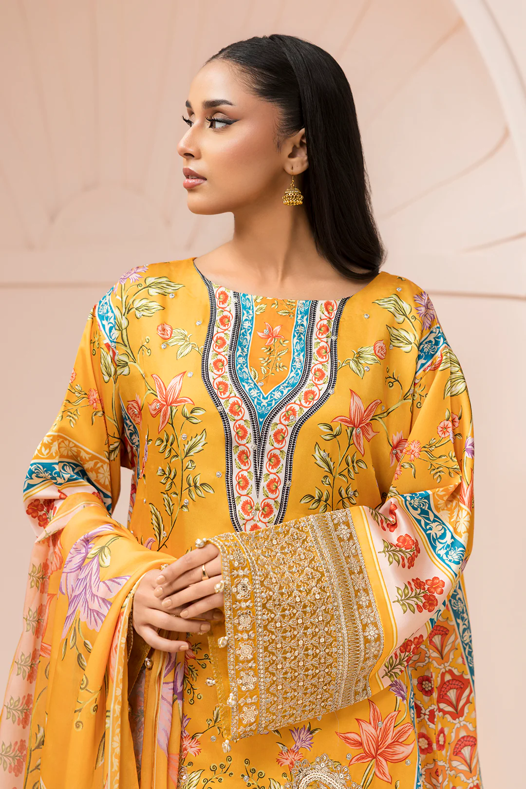 Embroidered Shirt Shalwar Dupatta - 1184 - Image 3