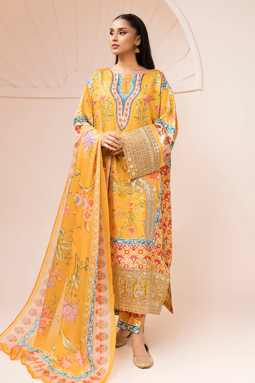 Embroidered Shirt Shalwar Dupatta - 1184 - Image 4