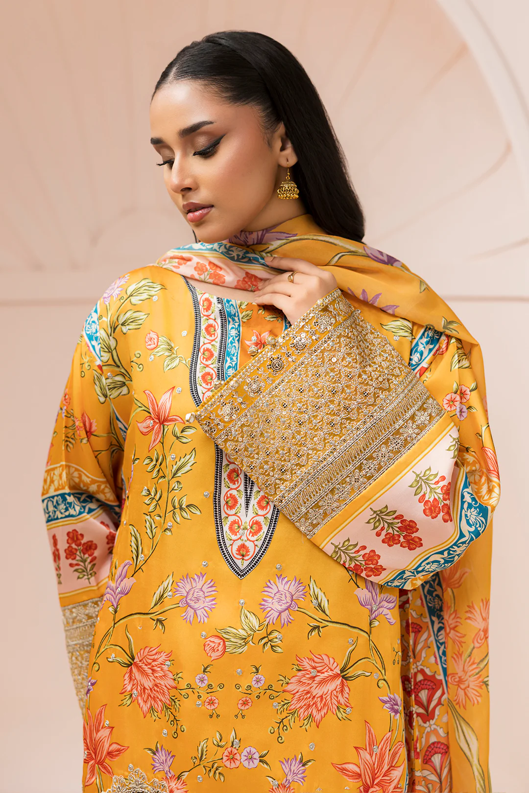 Embroidered Shirt Shalwar Dupatta - 1184 - Image 5
