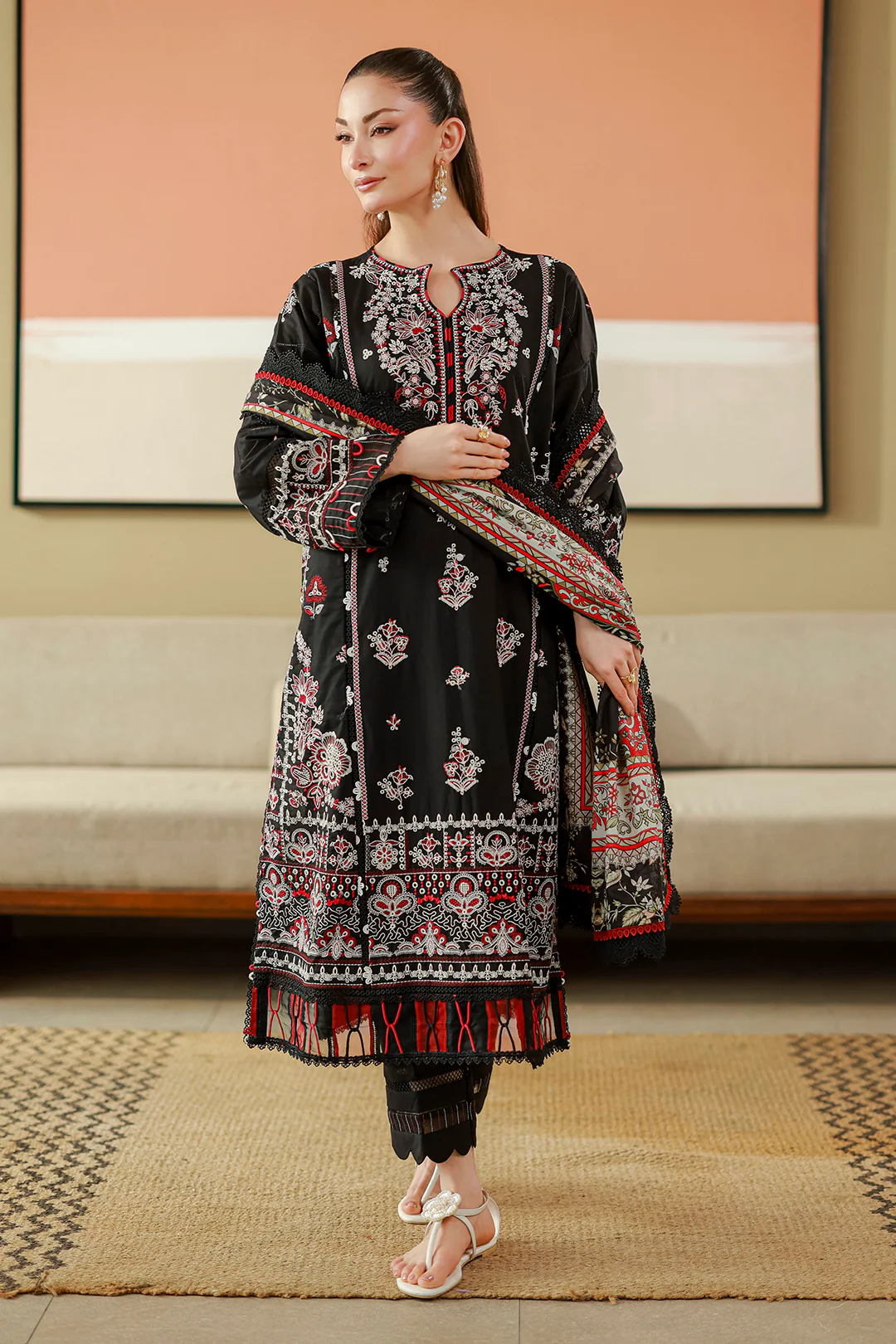Embroidered Shirt Shalwar Dupatta - 4076
