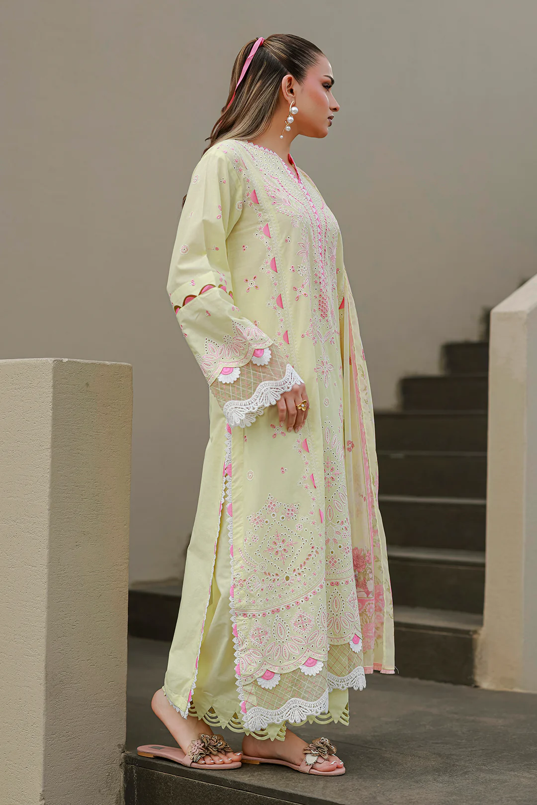 Embroidered Shirt Shalwar Dupatta - 4077 - Image 12