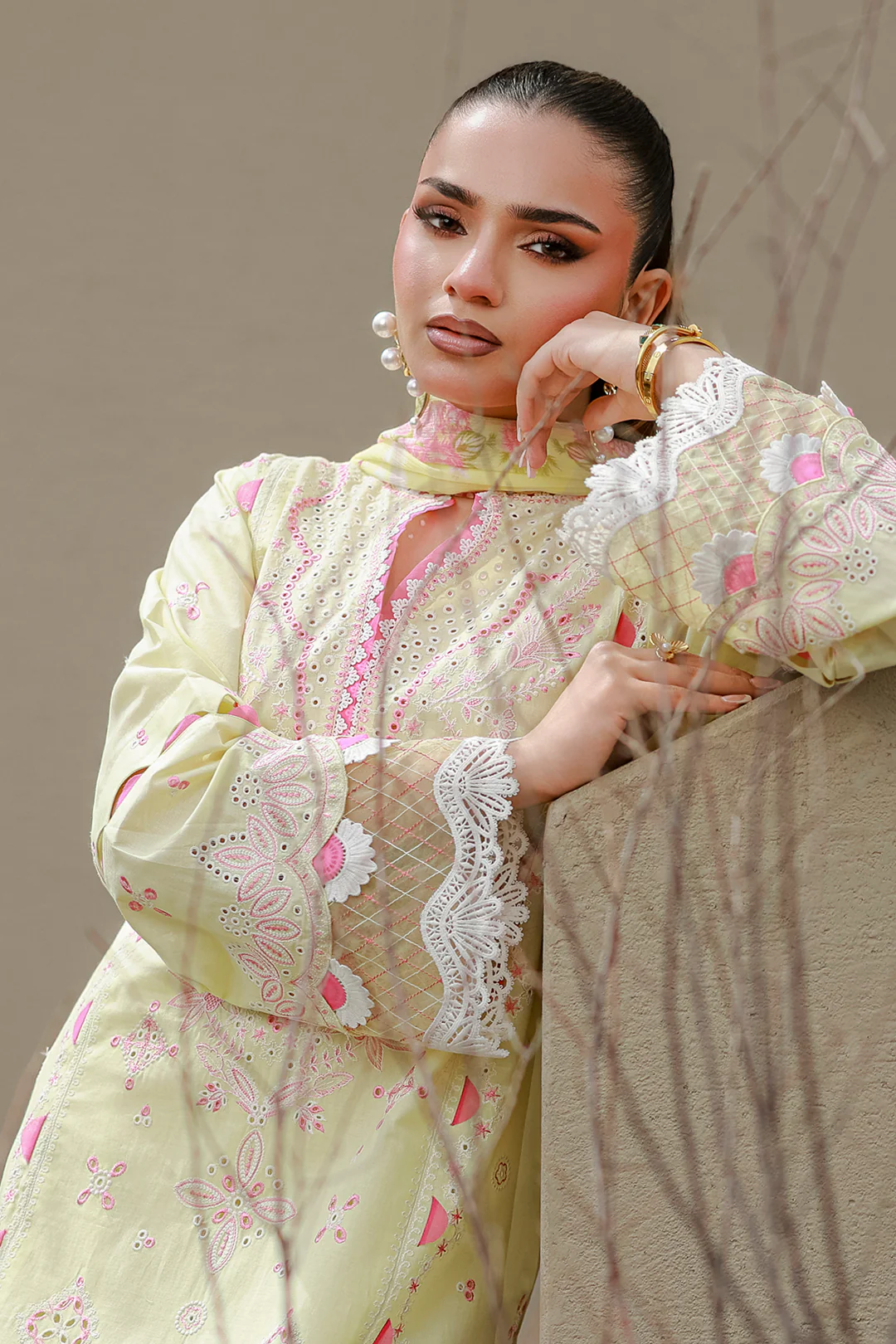 Embroidered Shirt Shalwar Dupatta - 4077 - Image 4