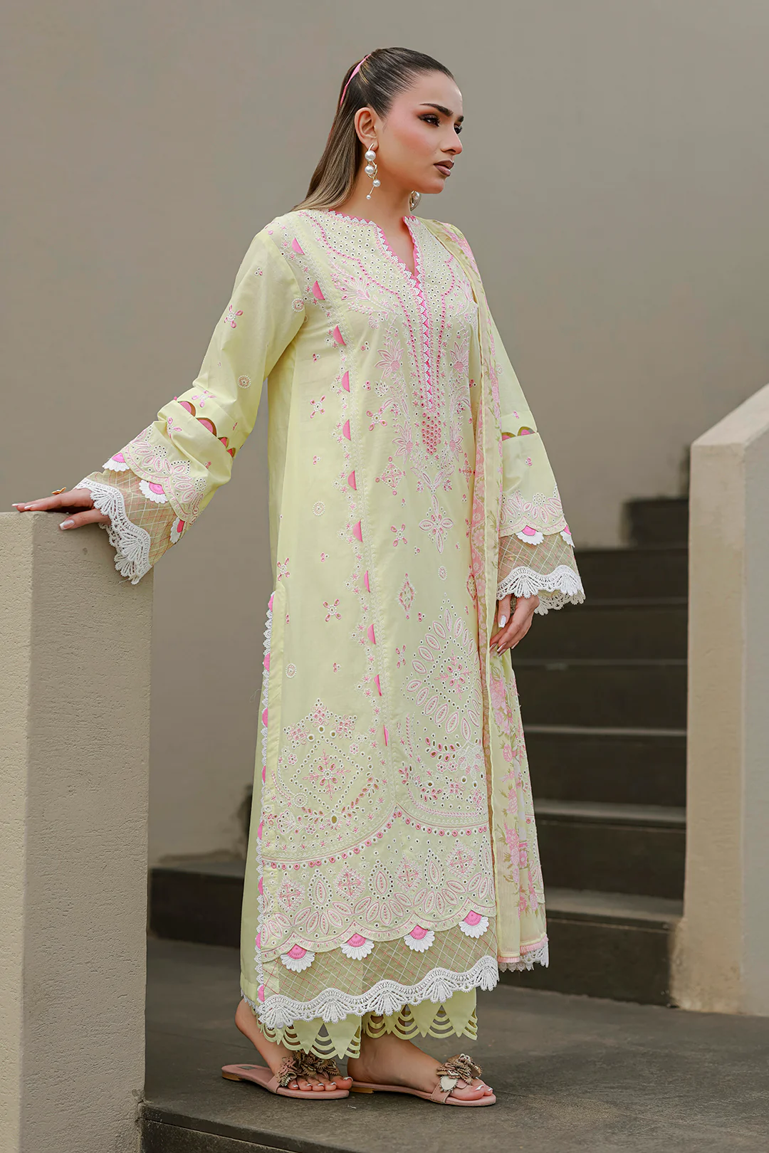 Embroidered Shirt Shalwar Dupatta - 4077 - Image 6