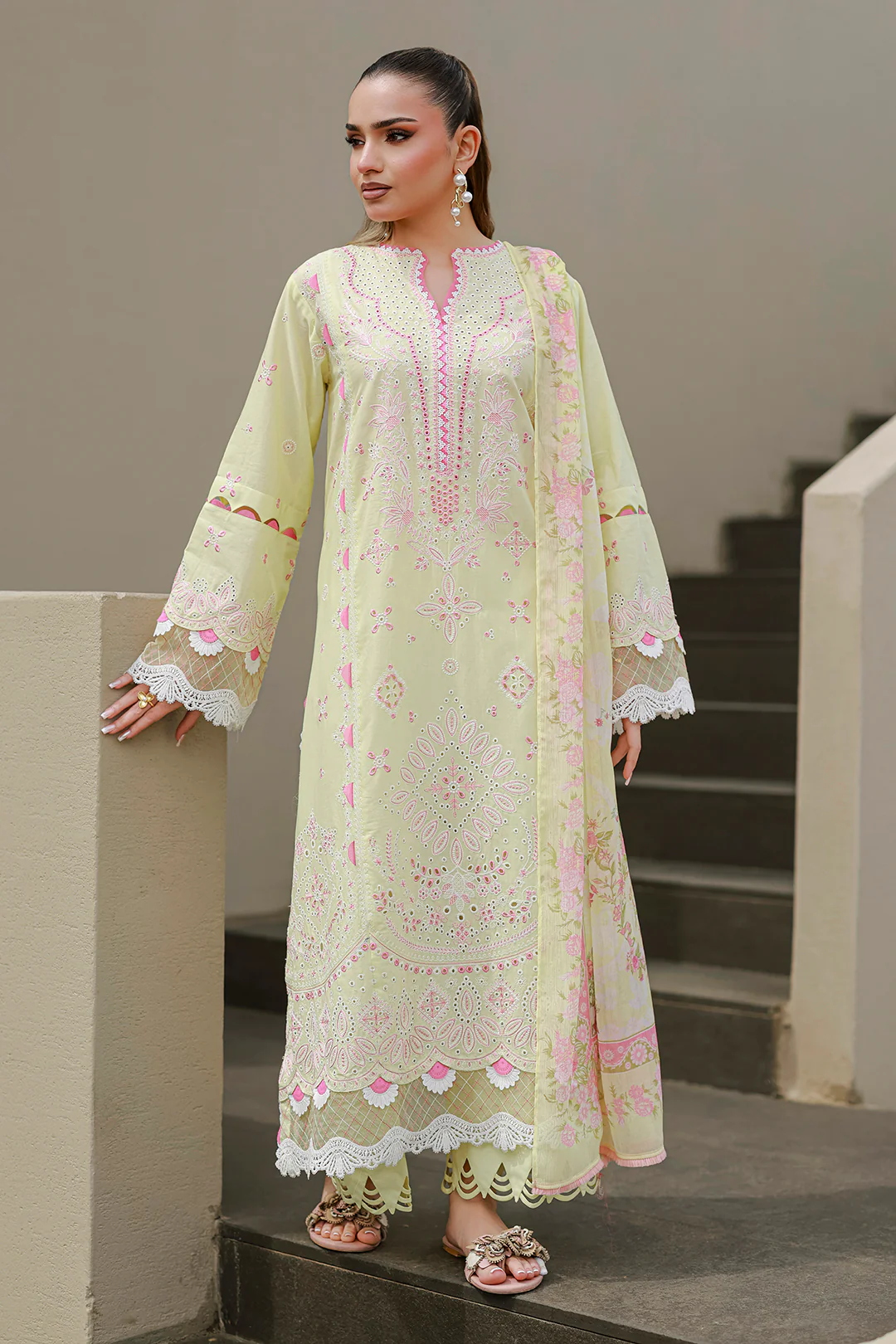 Embroidered Shirt Shalwar Dupatta - 4077 - Image 9