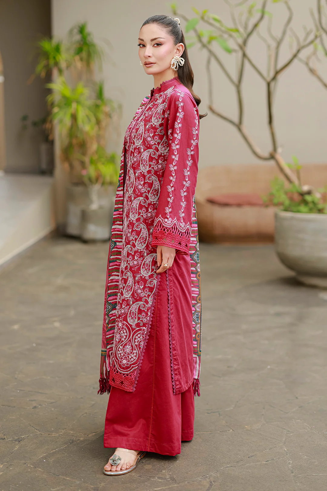 Embroidered Shirt Shalwar Dupatta - 4078 - Image 12