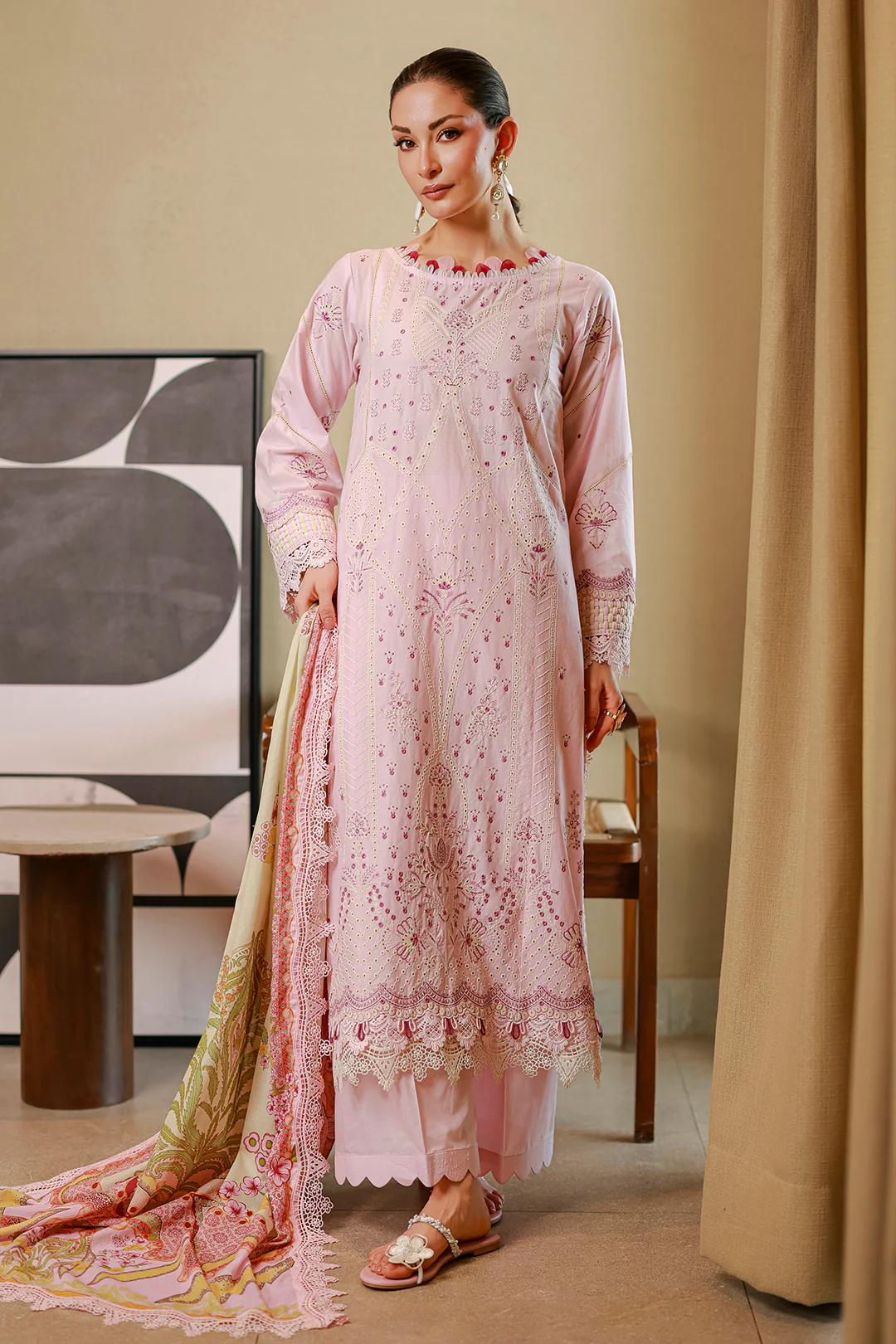 Embroidered Shirt Shalwar Dupatta - 4080 - Image 3