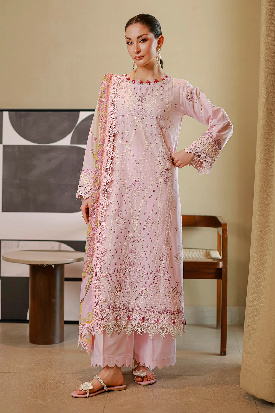 Embroidered Shirt Shalwar Dupatta - 4080 - Image 6