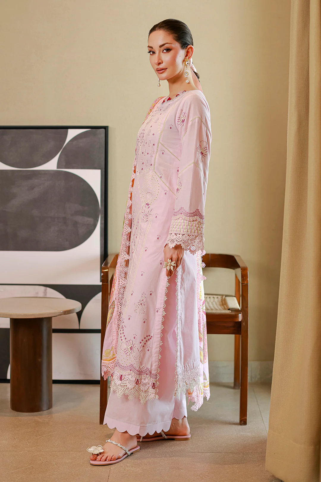 Embroidered Shirt Shalwar Dupatta - 4080 - Image 7