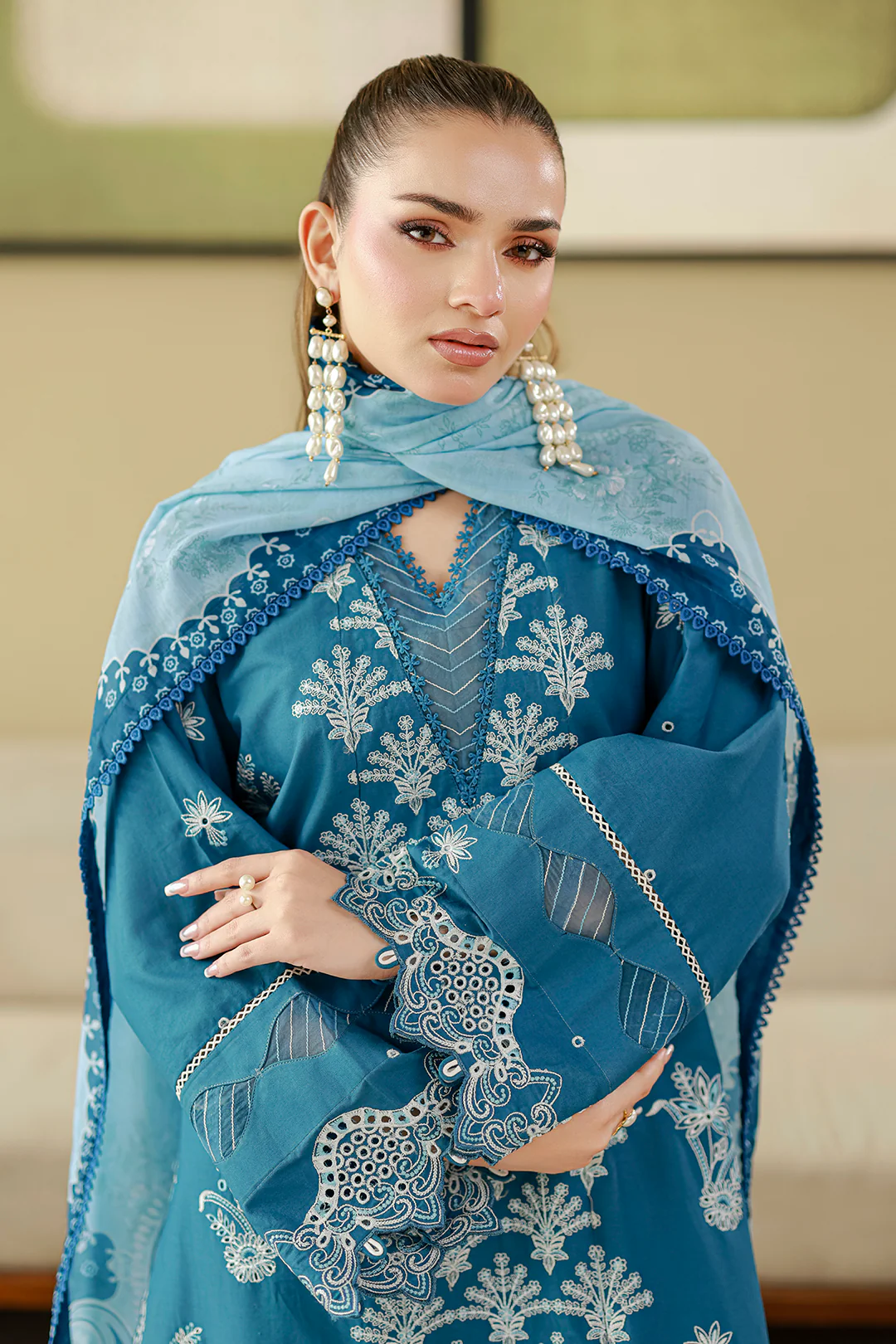 Embroidered Shirt Shalwar Dupatta - 4084 - Image 2