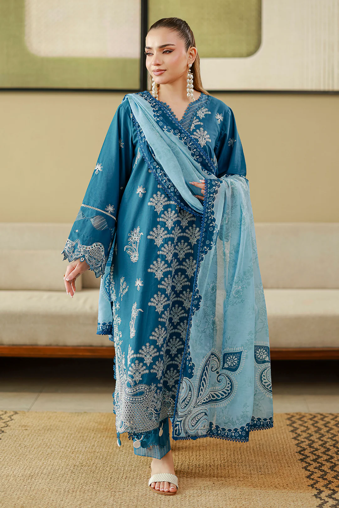 Embroidered Shirt Shalwar Dupatta - 4084 - Image 6