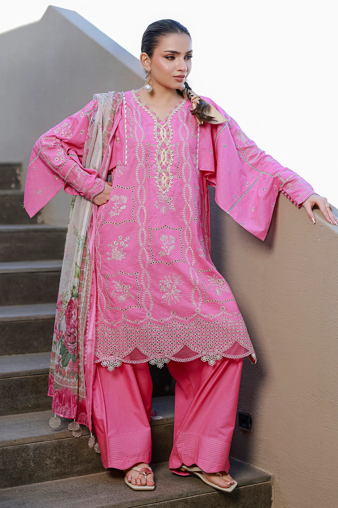 Embroidered Shirt Shalwar Dupatta - 4089 - Image 7