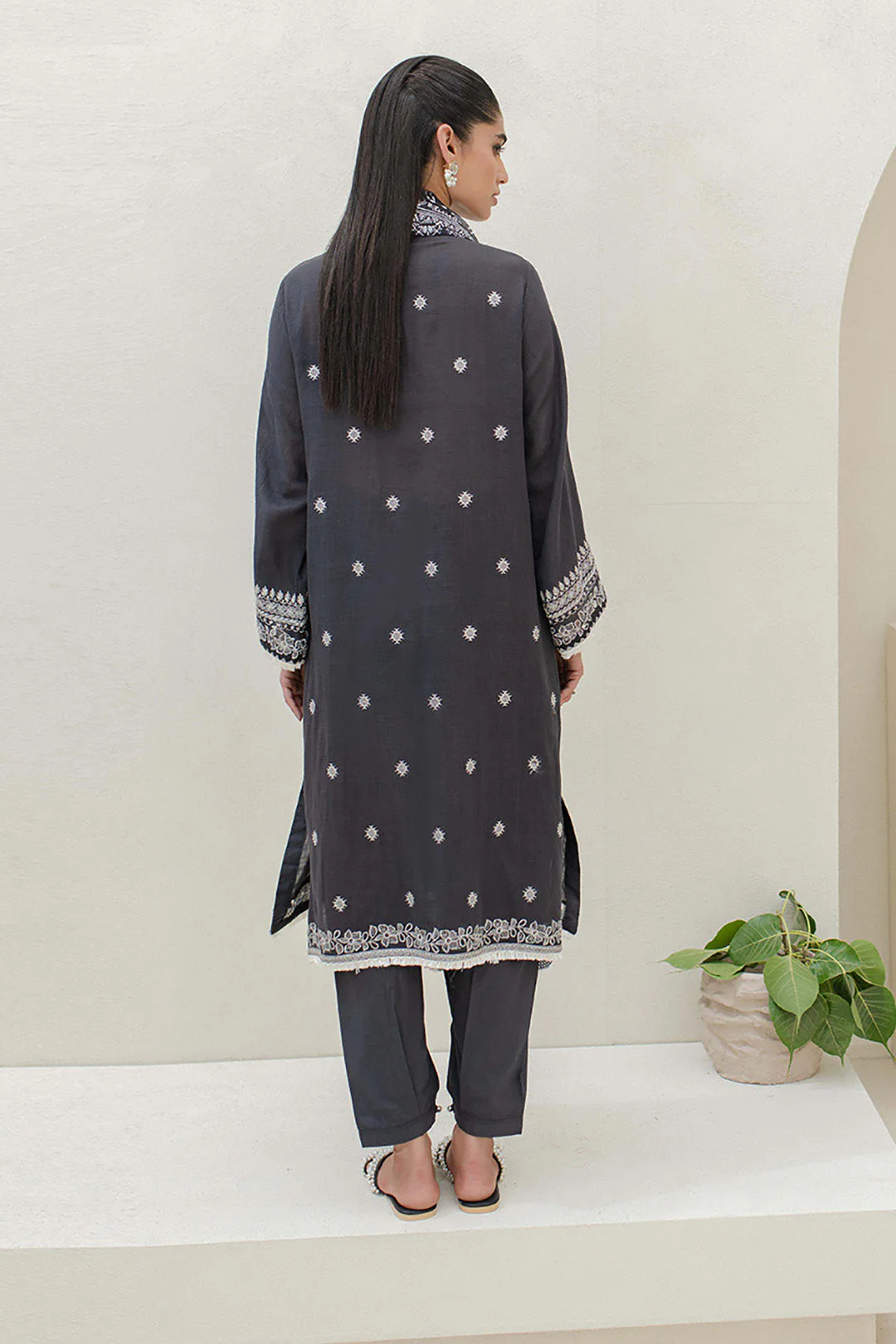 Embroidered Shirt Shalwar Dupatta - 0700 - Image 5