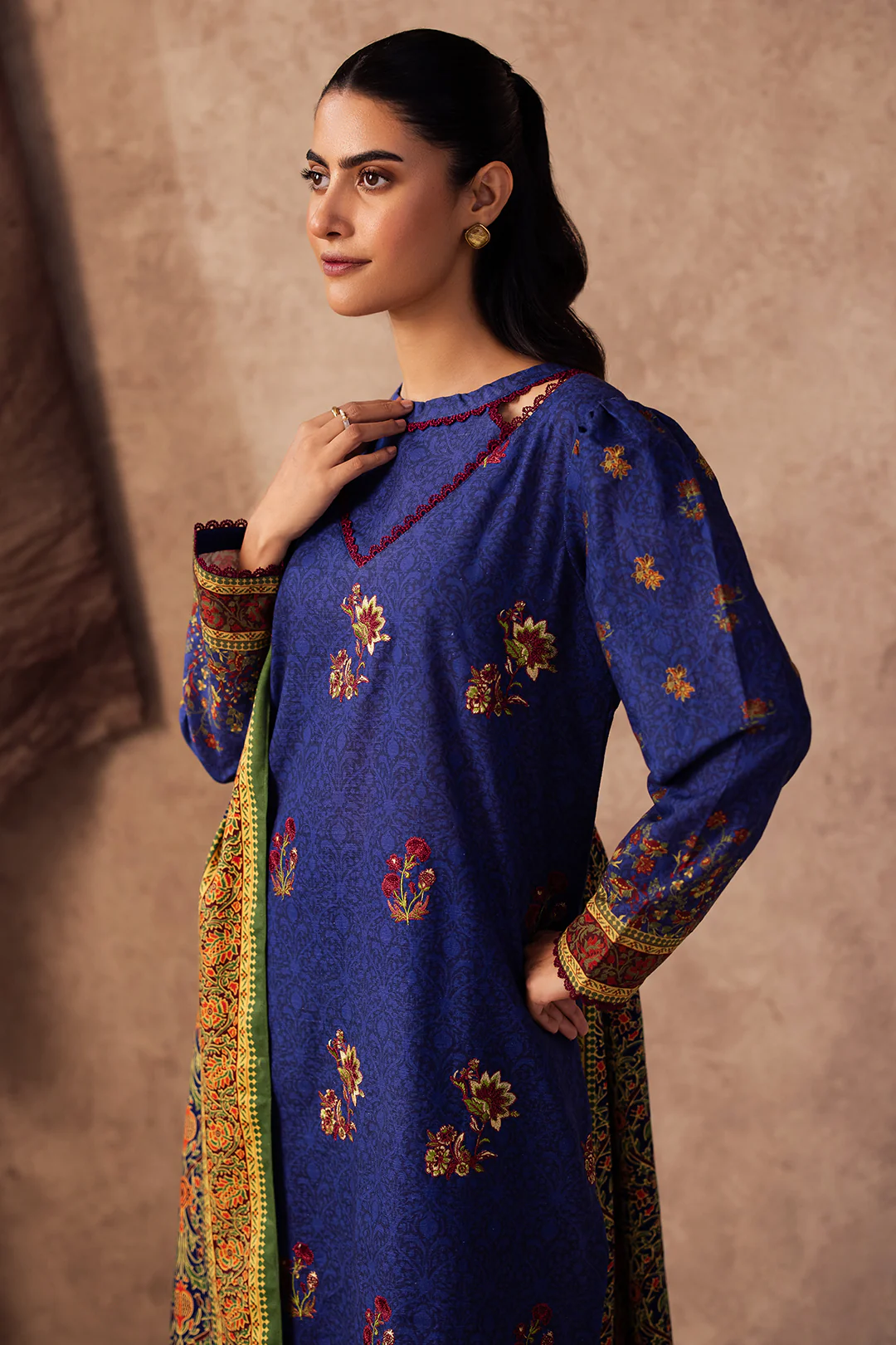 Embroidered Shirt Shalwar Dupatta - 0221 - Image 7