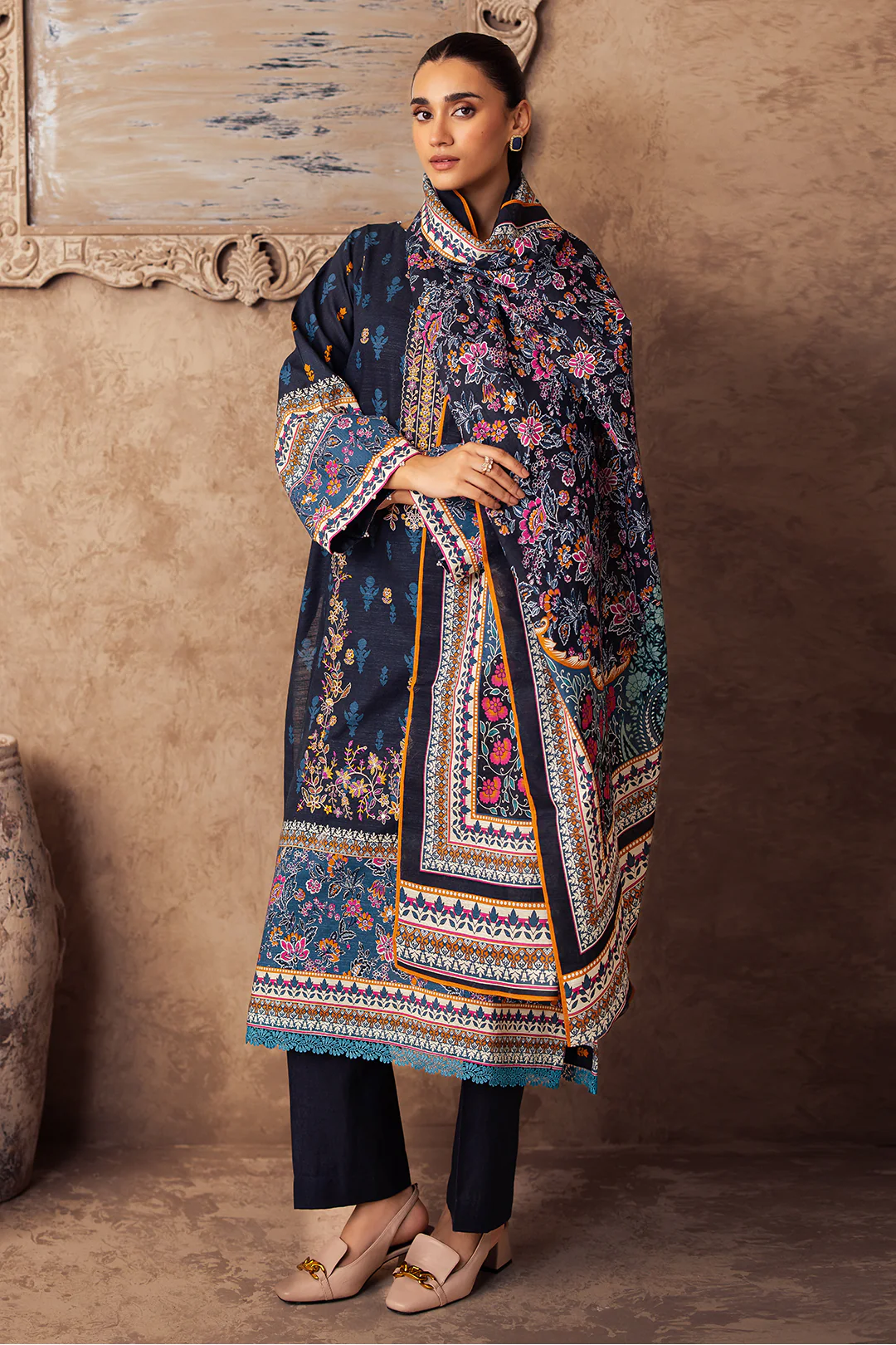Embroidered Shirt Shalwar Dupatta - 0225 - Image 3