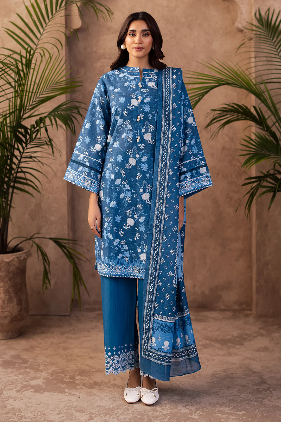 Embroidered Shirt Shalwar Dupatta - 0226 - Image 3