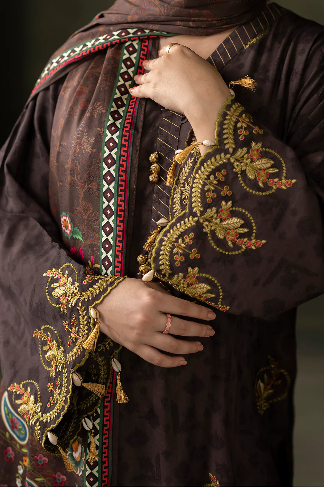 Embroidered Shirt Shalwar Dupatta - 0234 - Image 4