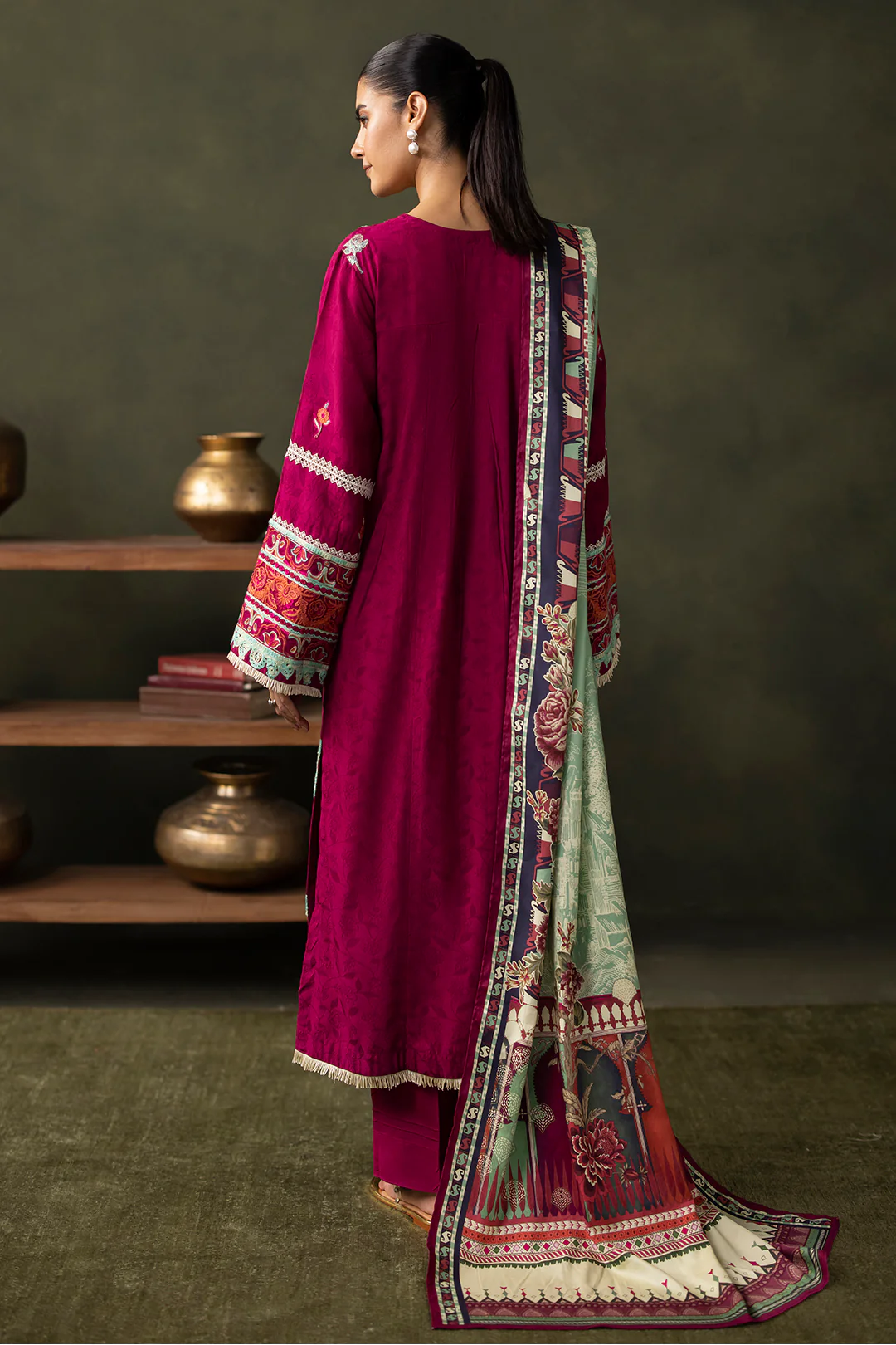 Embroidered Shirt Shalwar Dupatta - 0235 - Image 5