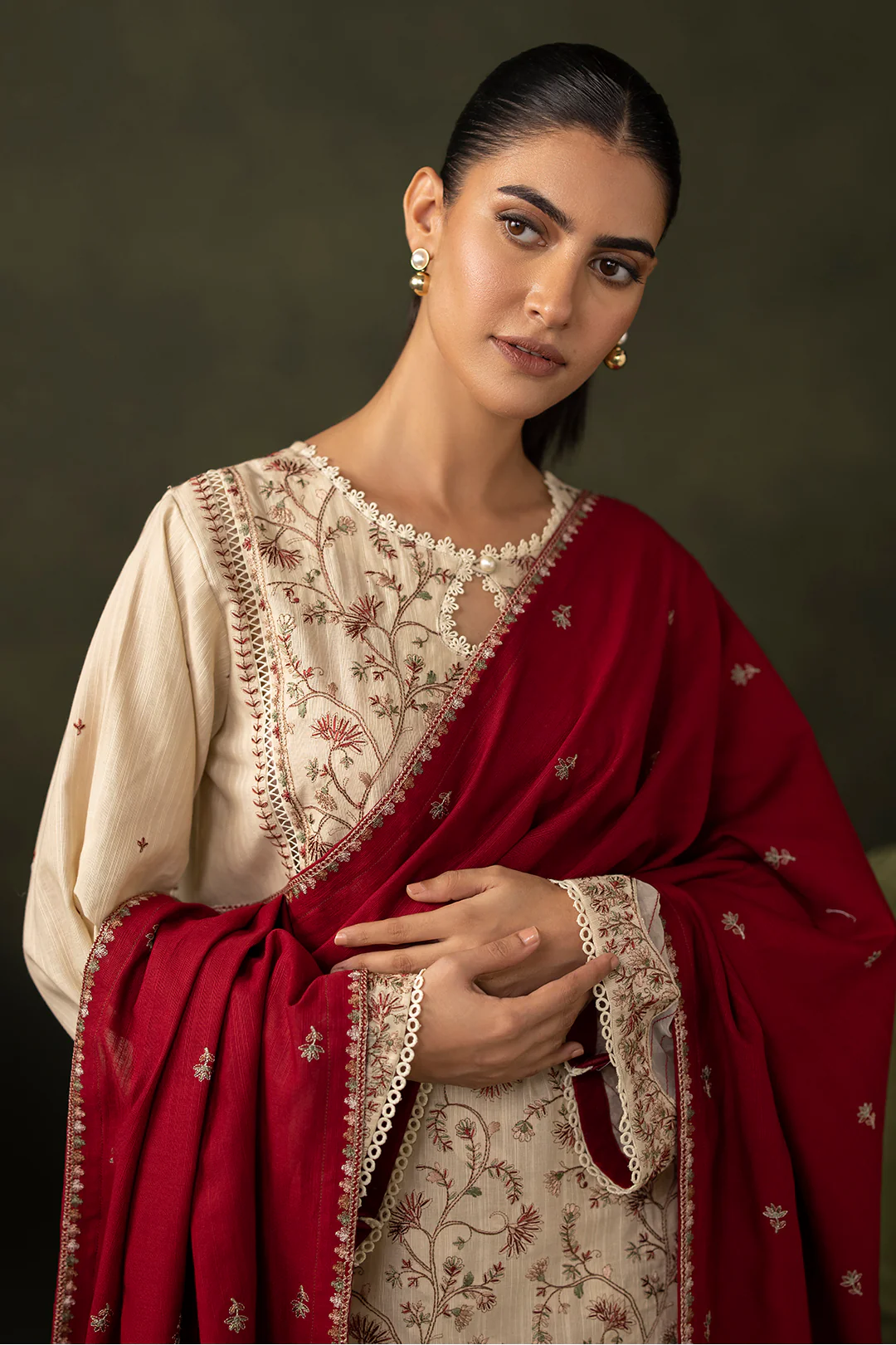 Embroidered Shirt Shalwar Dupatta - 0236 - Image 2