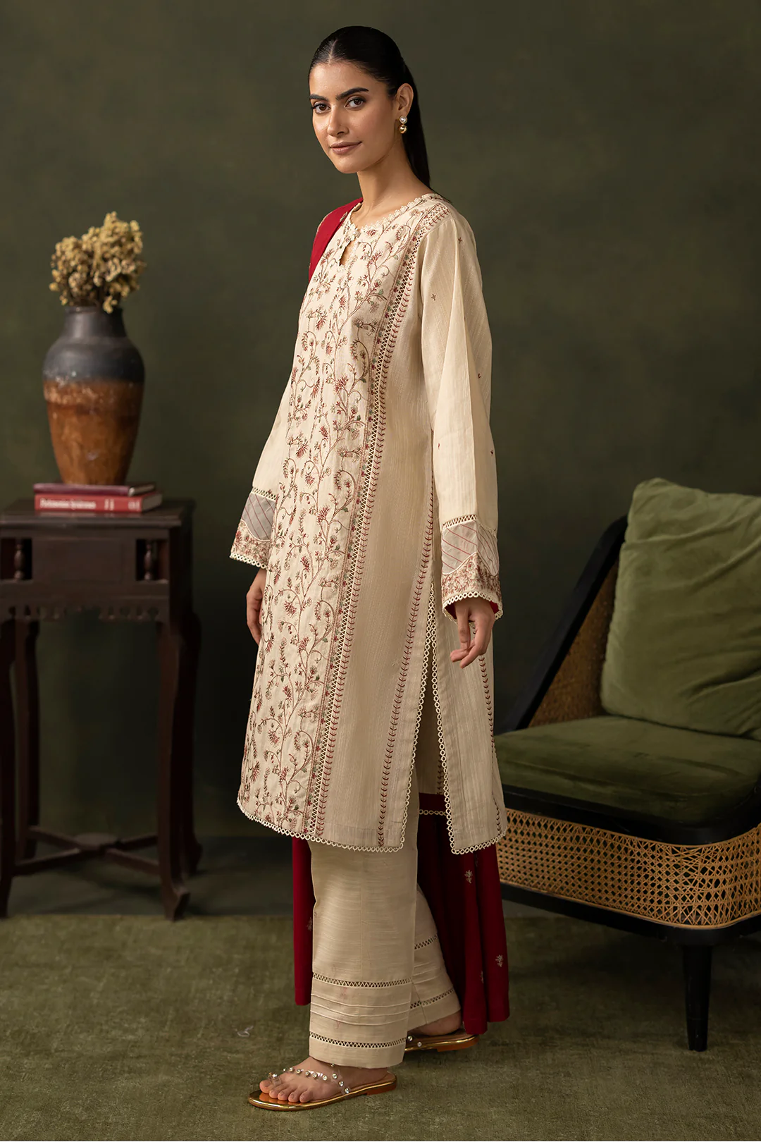 Embroidered Shirt Shalwar Dupatta - 0236 - Image 3
