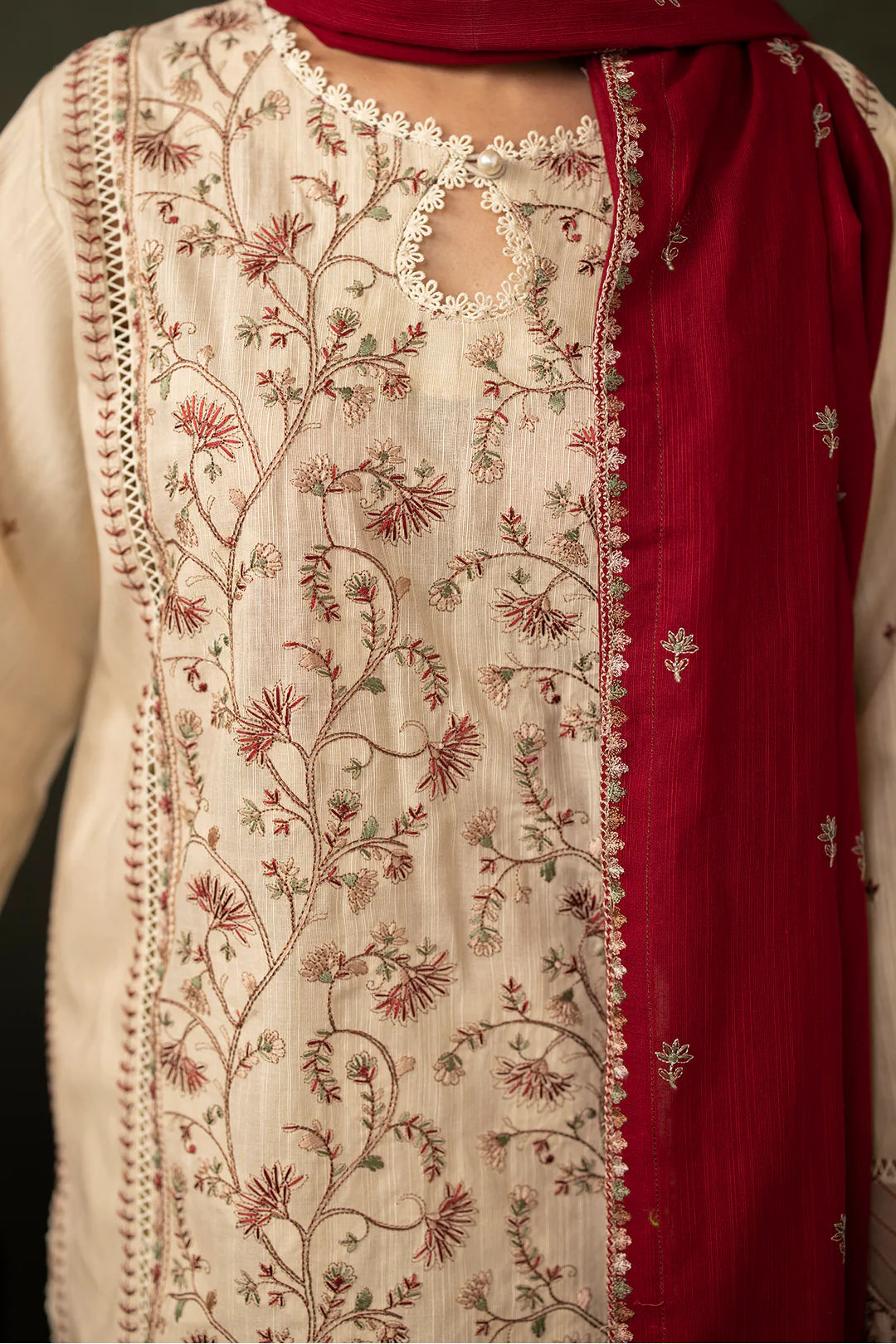 Embroidered Shirt Shalwar Dupatta - 0236 - Image 4