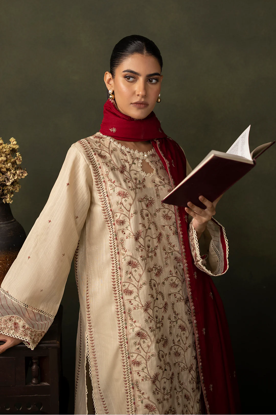 Embroidered Shirt Shalwar Dupatta - 0236 - Image 7