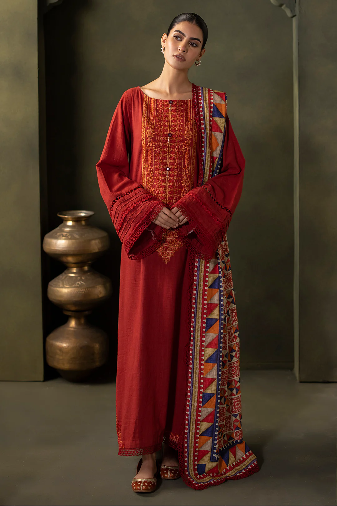 Embroidered Shirt Shalwar Dupatta - 0237 - Image 2