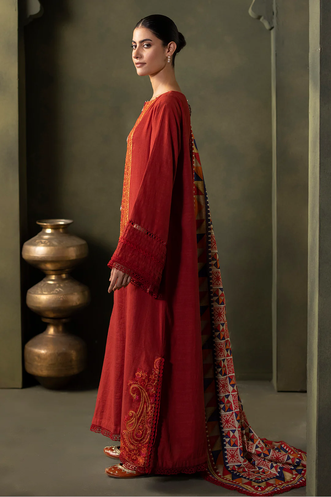 Embroidered Shirt Shalwar Dupatta - 0237 - Image 3