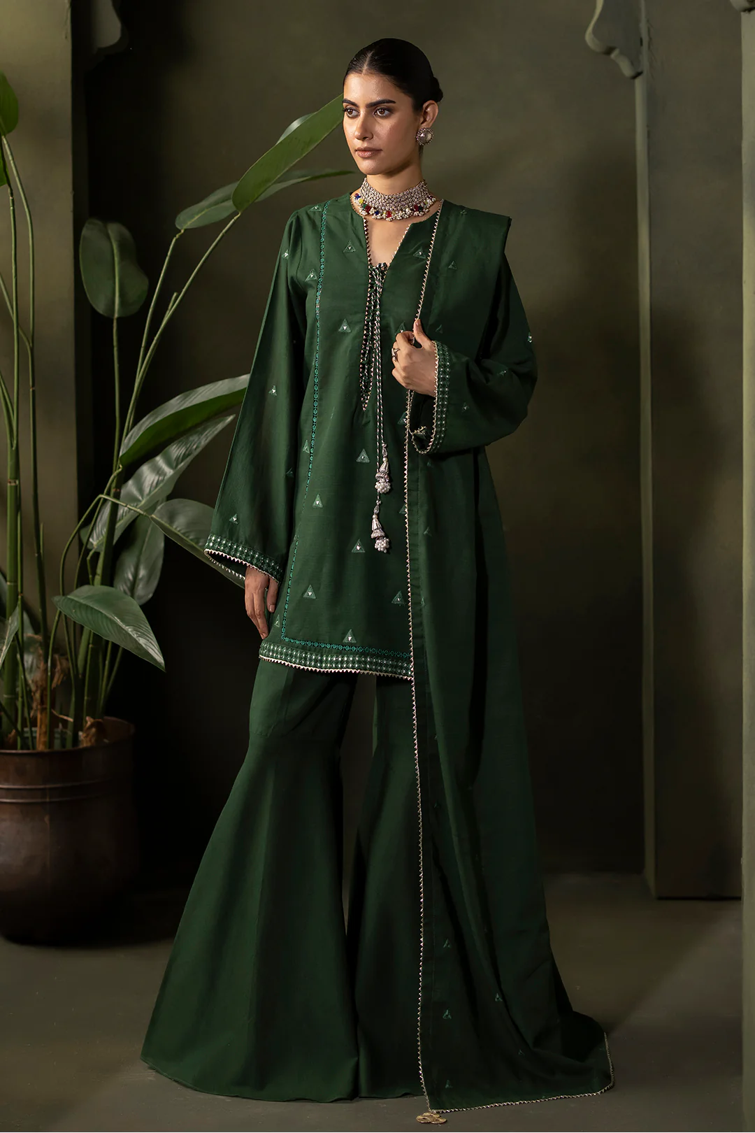 Embroidered Shirt Shalwar Dupatta - 0240 - Image 2