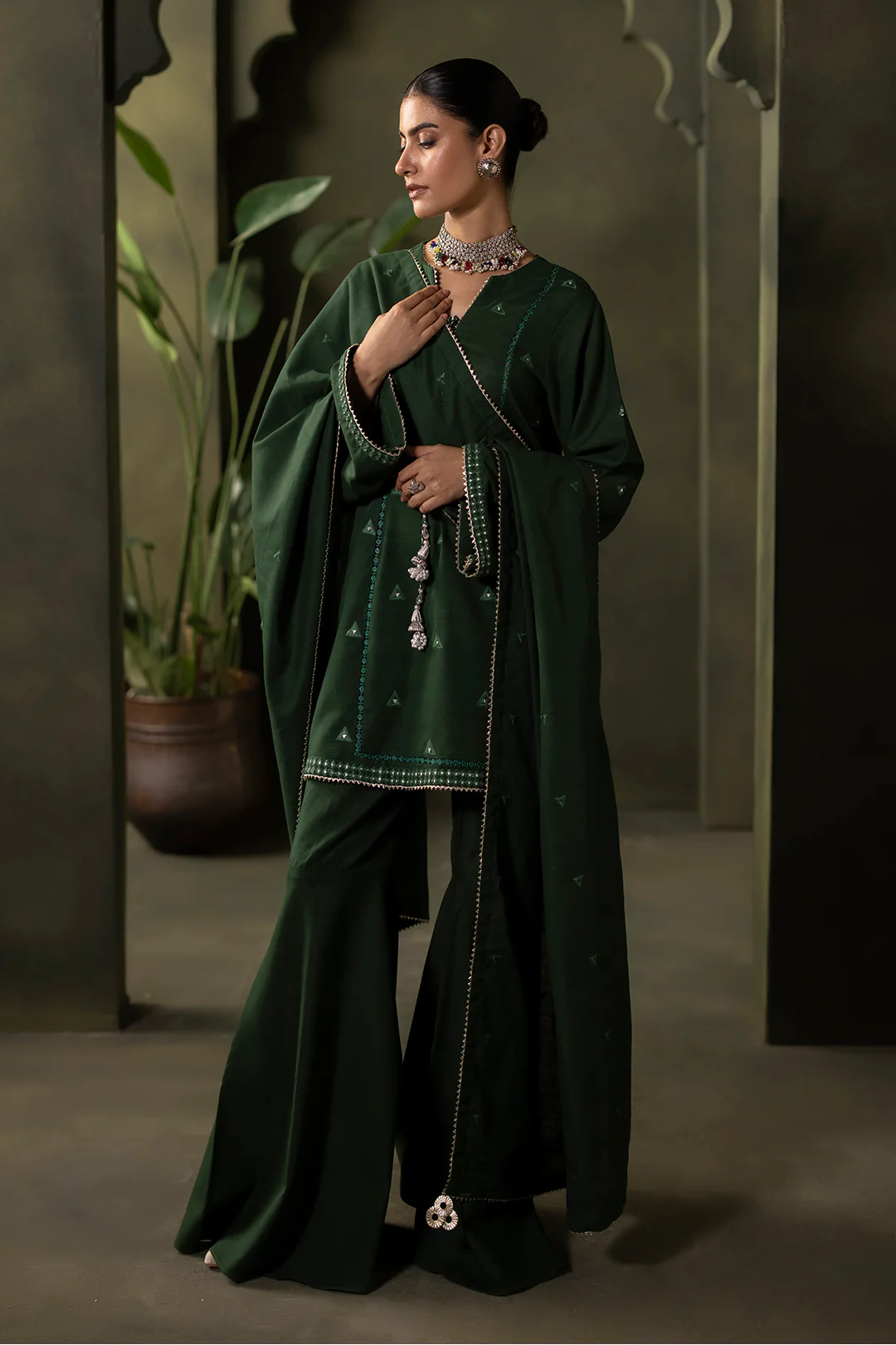 Embroidered Shirt Shalwar Dupatta - 0240 - Image 3