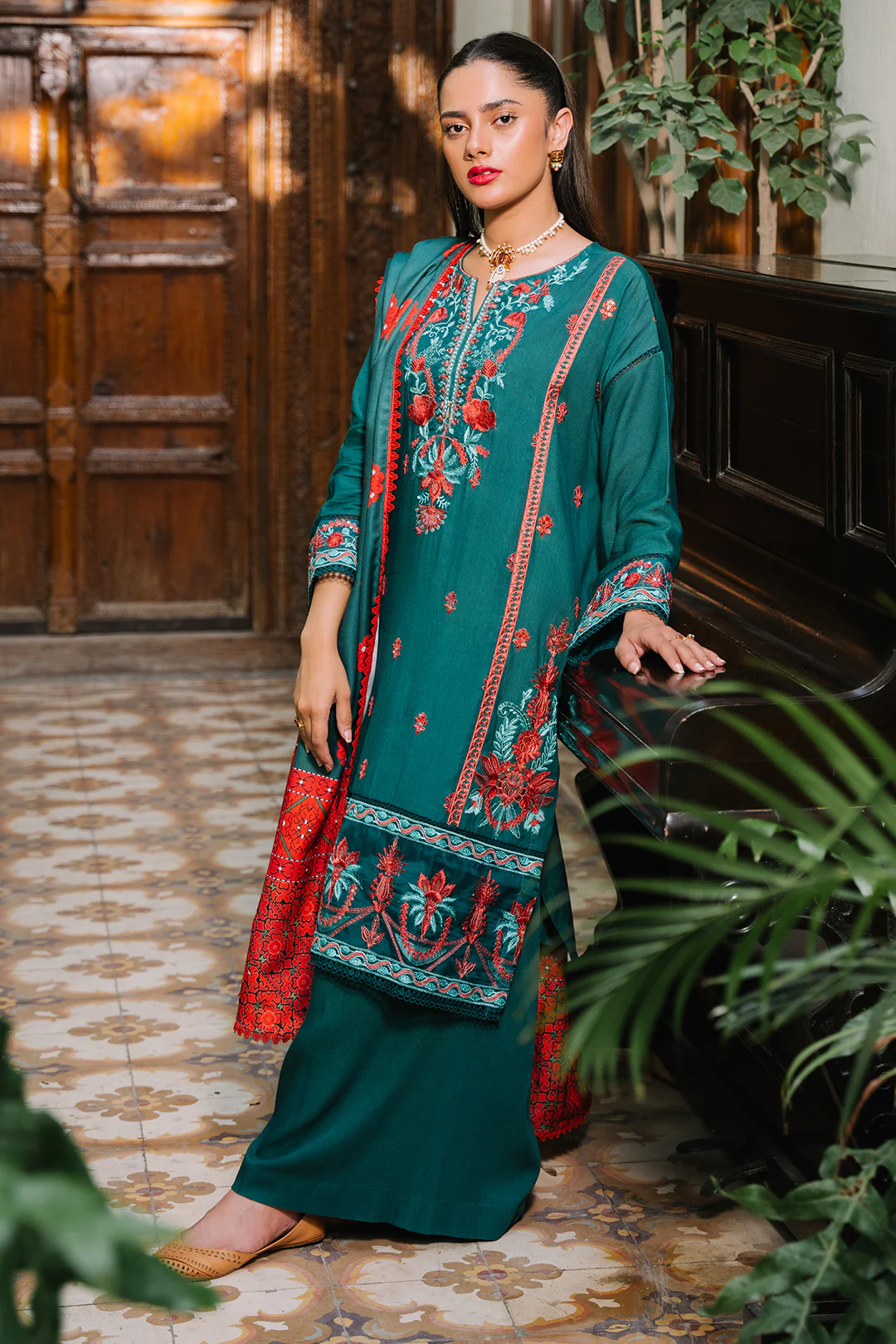 Embroidered Shirt Shalwar Dupatta - 0243 - Image 3