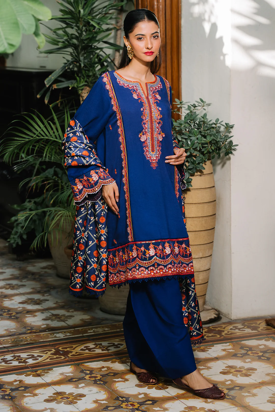 Embroidered Shirt Shalwar Dupatta - 0245 - Image 3