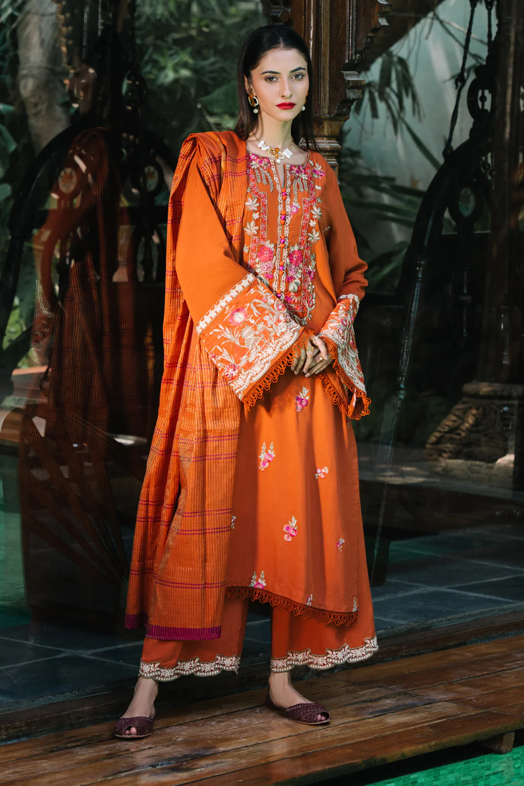 Embroidered Shirt Shalwar Dupatta - 0247 - Image 6
