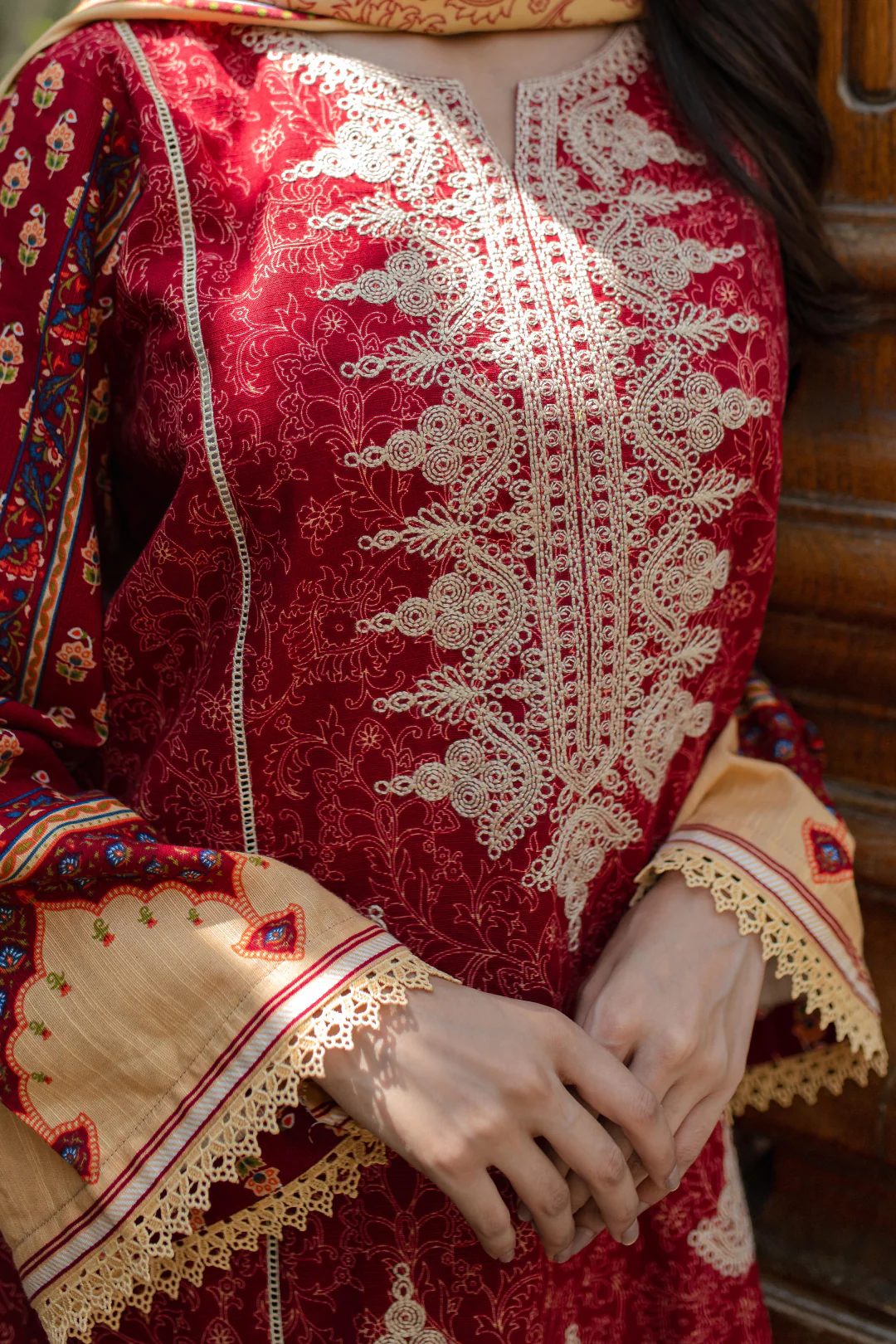 Embroidered Shirt Shalwar Dupatta - 0309 - Image 4