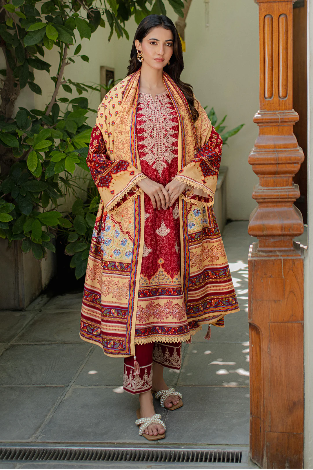 Embroidered Shirt Shalwar Dupatta - 0309 - Image 8