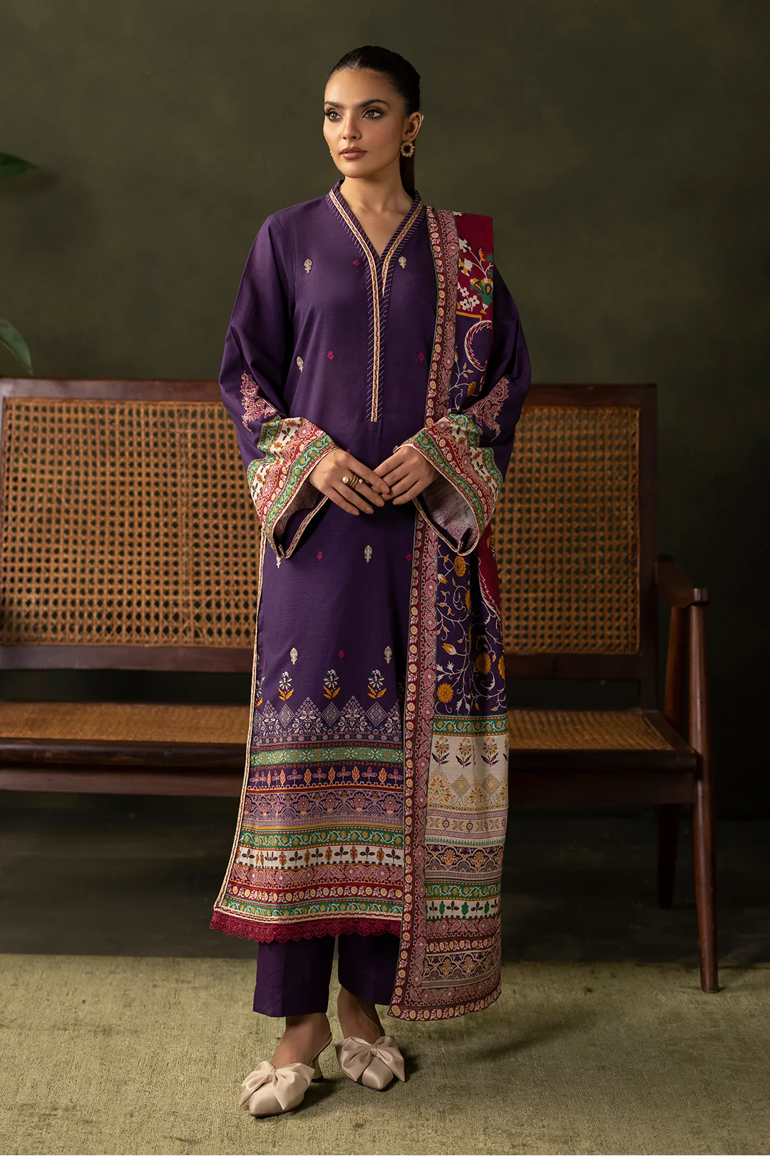 Embroidered Shirt Shalwar Dupatta - 0311 - Image 3