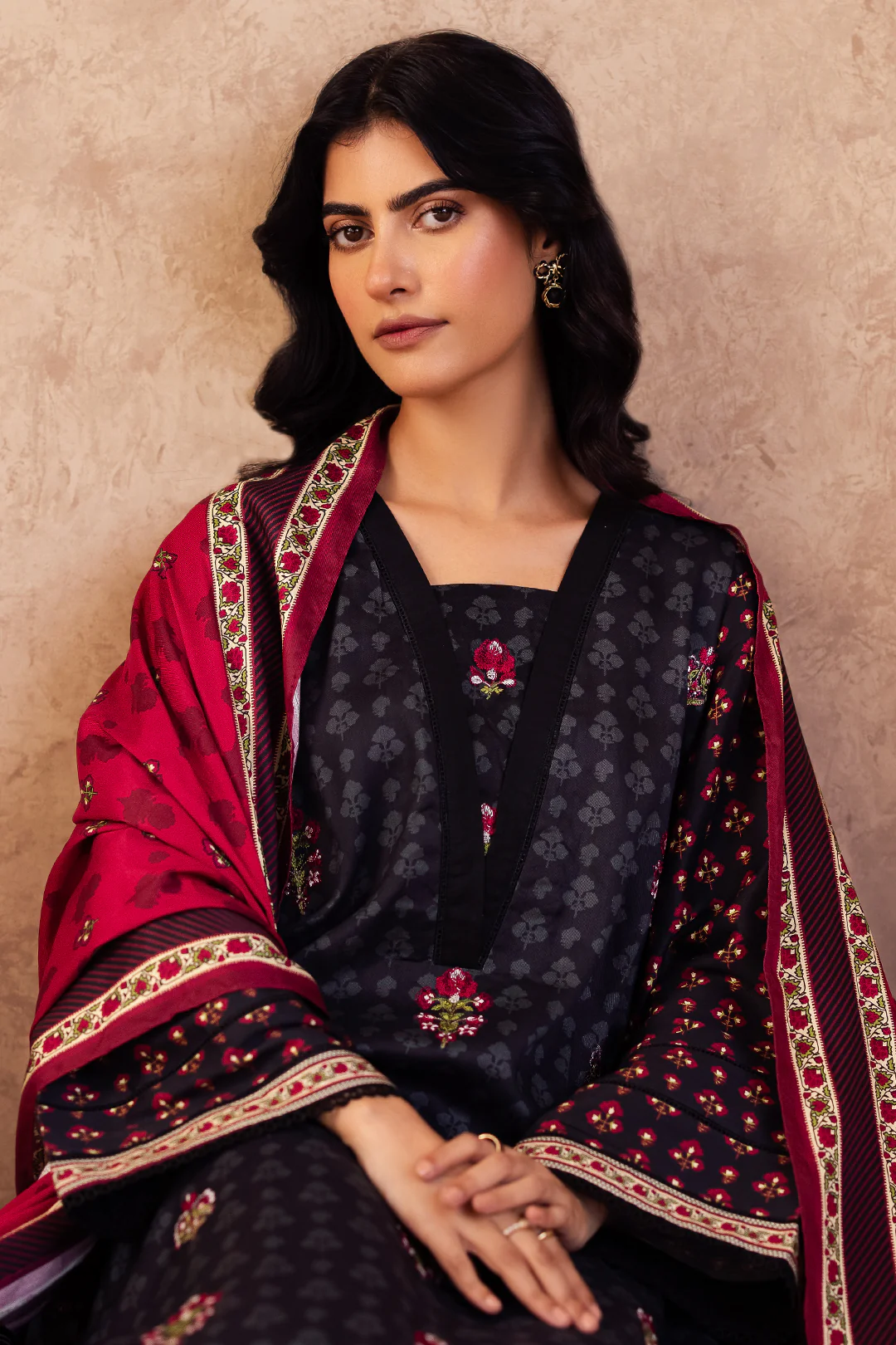 Embroidered Shirt Shalwar Dupatta - 0314 - Image 2