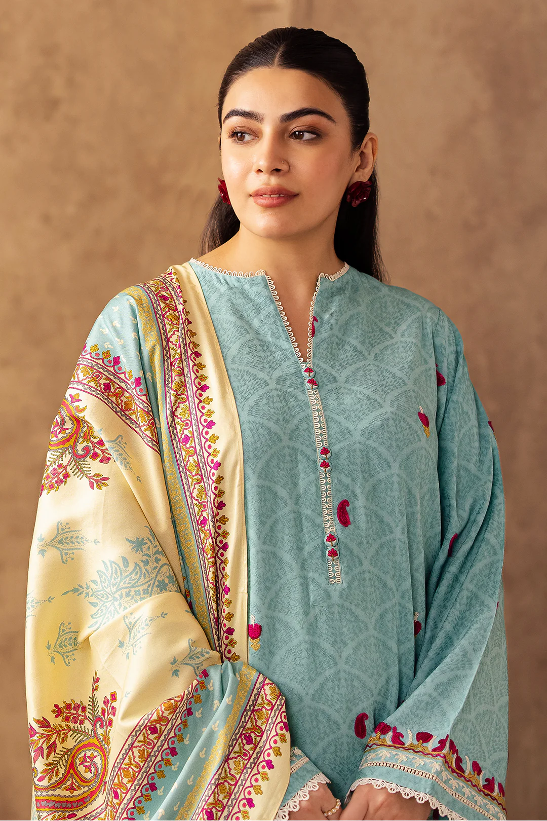 Embroidered Shirt Shalwar Dupatta - 0318 - Image 2
