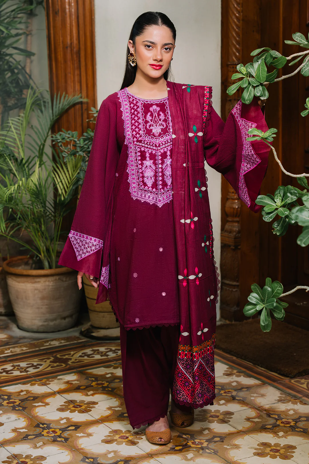 Embroidered Shirt Shalwar Dupatta - 0319 - Image 2