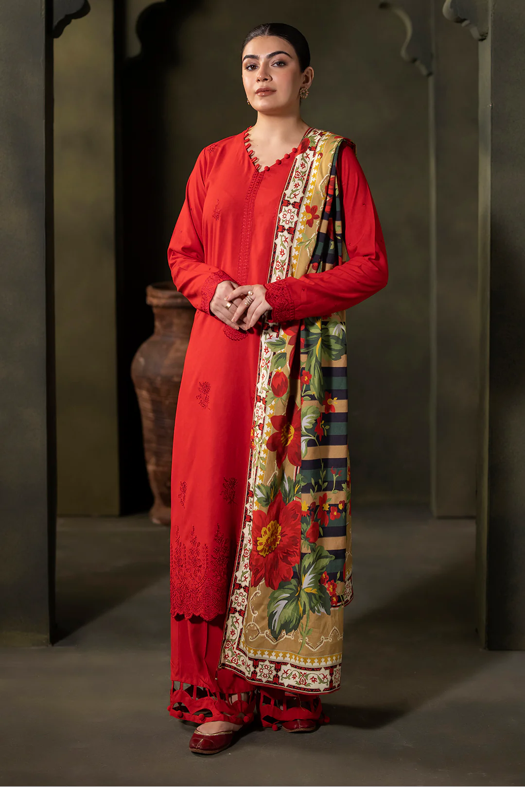 Embroidered Shirt Shalwar Dupatta - 0324 - Image 2