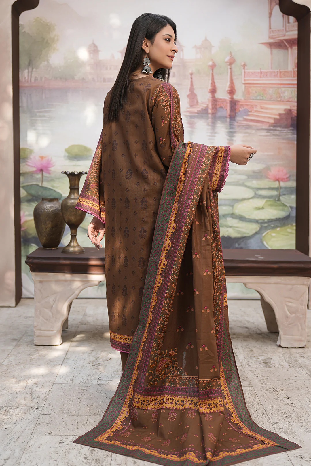 Embroidered Shirt Shalwar Dupatta - 0401 - Image 4