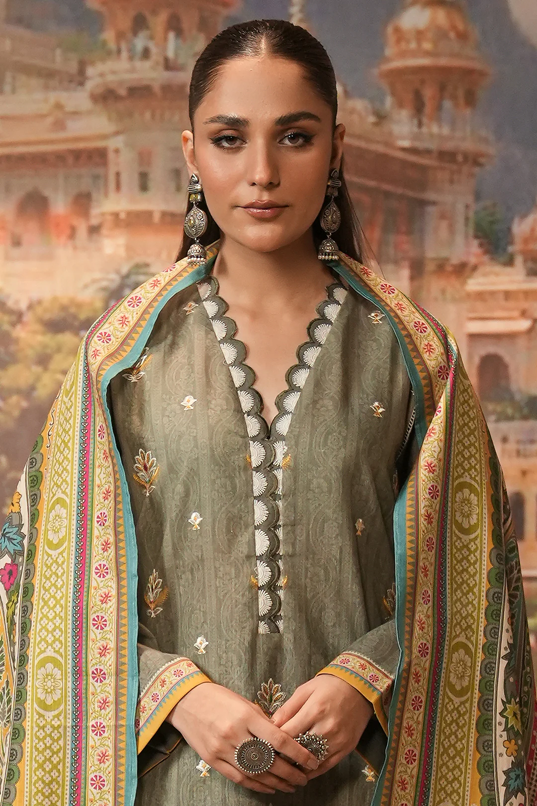 Embroidered Shirt Shalwar Dupatta - 0404 - Image 2