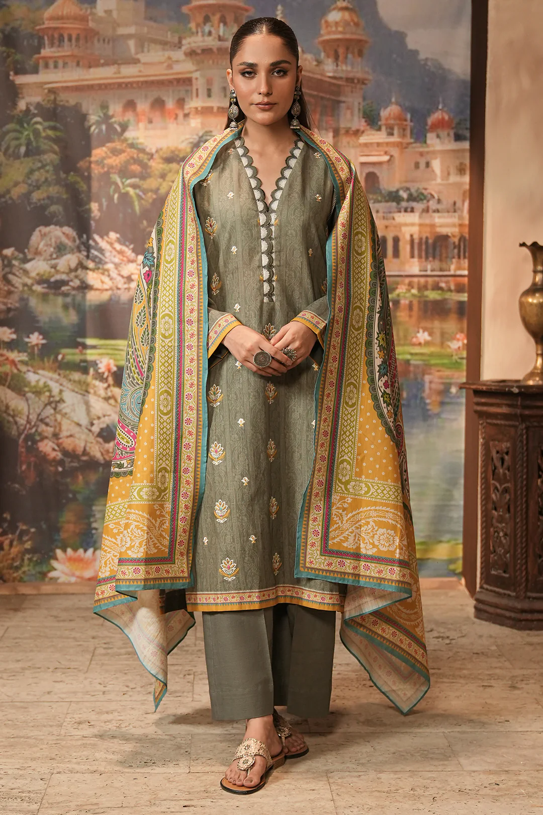 Embroidered Shirt Shalwar Dupatta - 0404 - Image 3