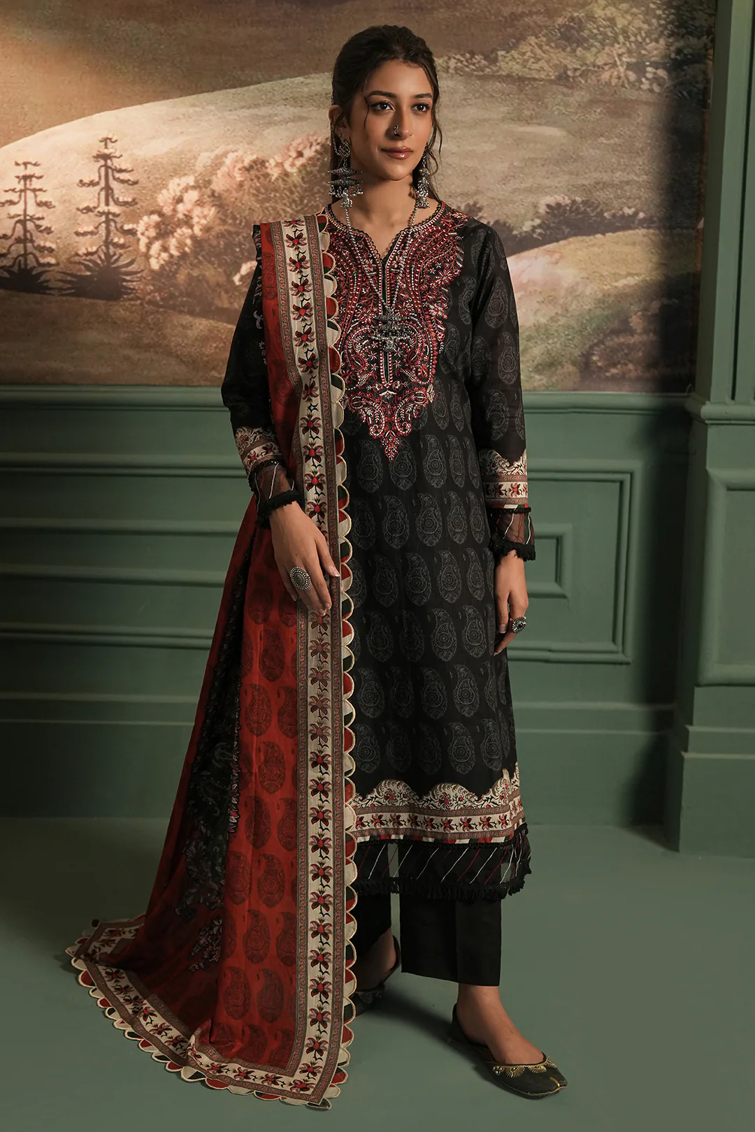 Embroidered Shirt Shalwar Dupatta - 0480