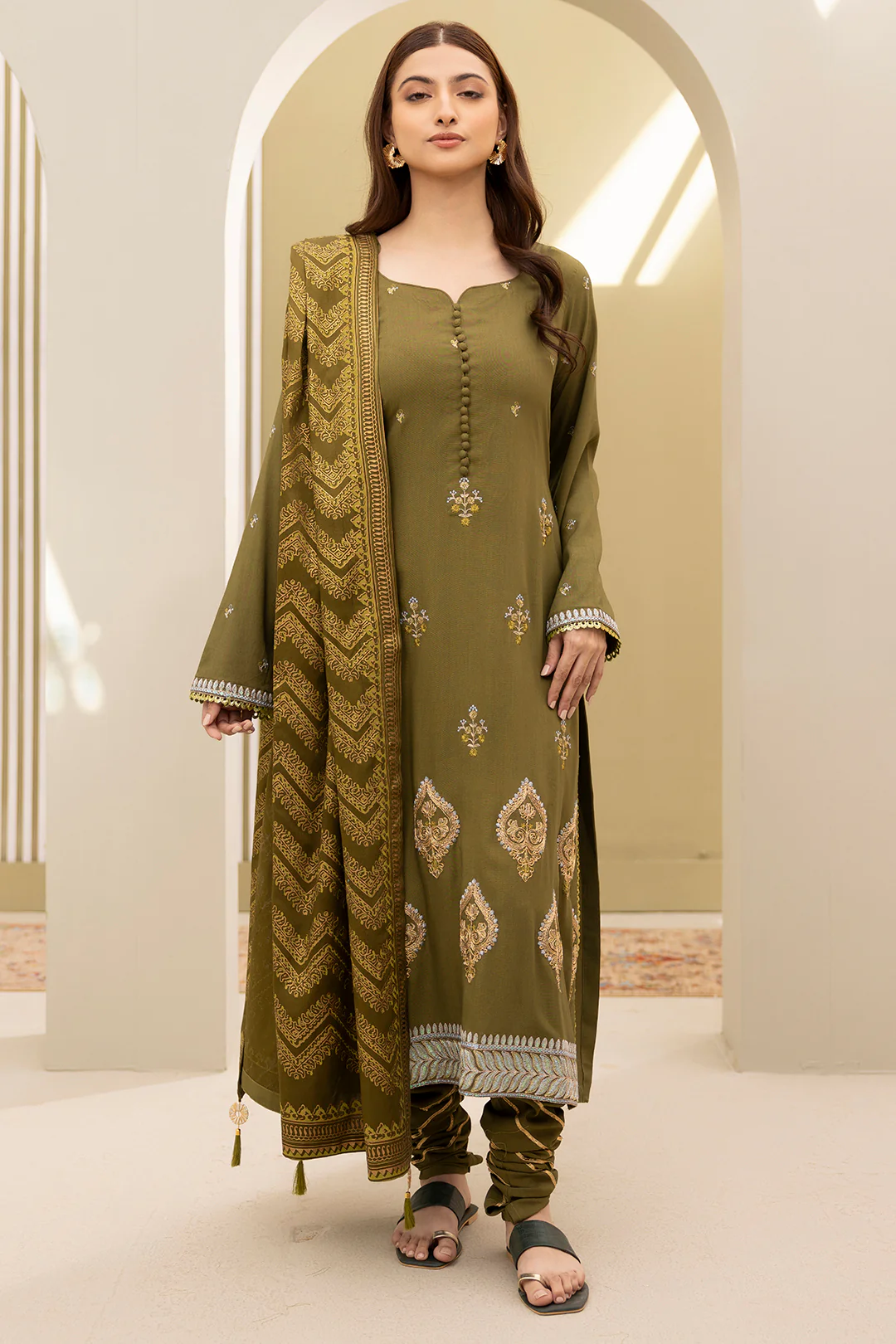 Embroidered Shirt Shalwar Dupatta - 0491 - Image 4