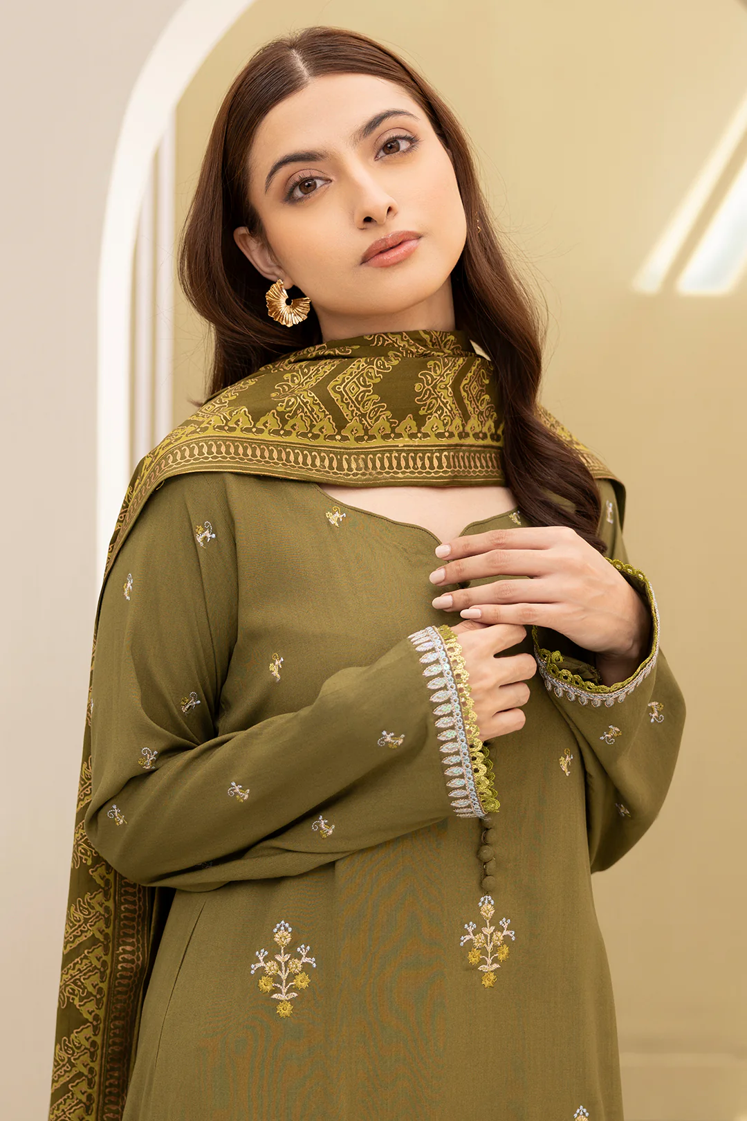 Embroidered Shirt Shalwar Dupatta - 0491 - Image 6