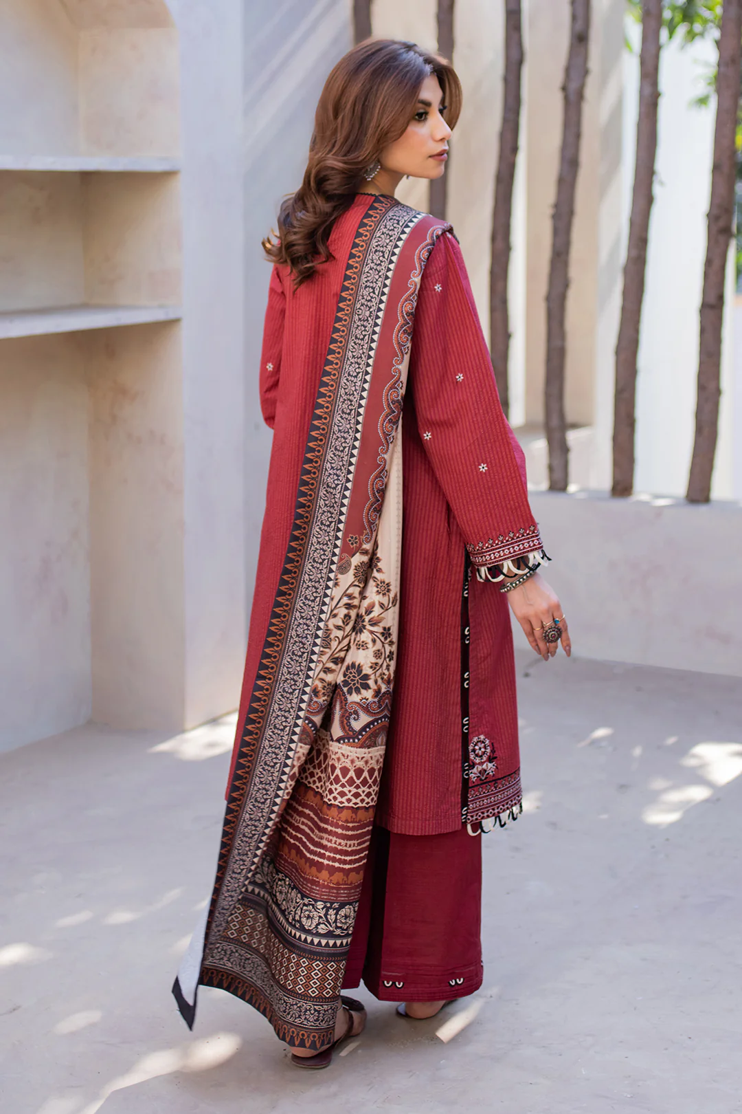 Embroidered Shirt Shalwar Dupatta - 0594 - Image 5